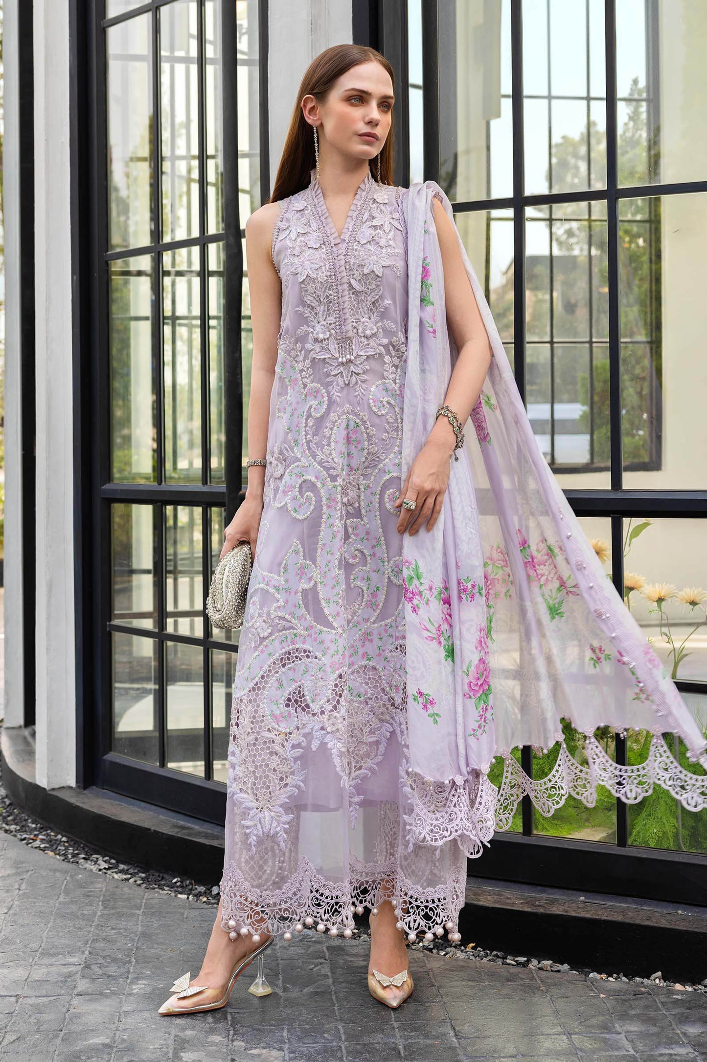 3 Piece Unstitched Embroidered Lawn Suit | EL-26-12