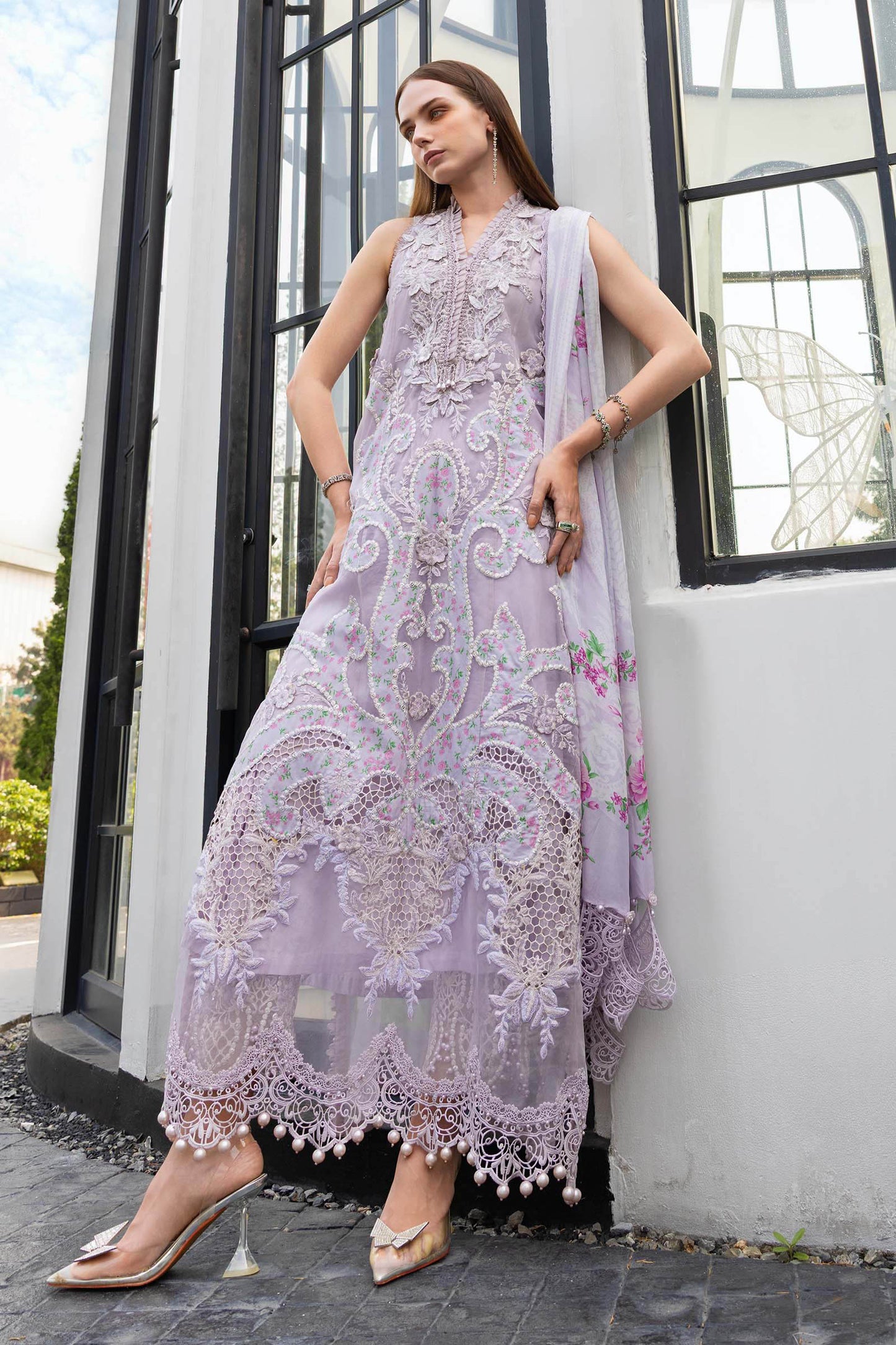 3 Piece Unstitched Embroidered Lawn Suit | EL-26-12