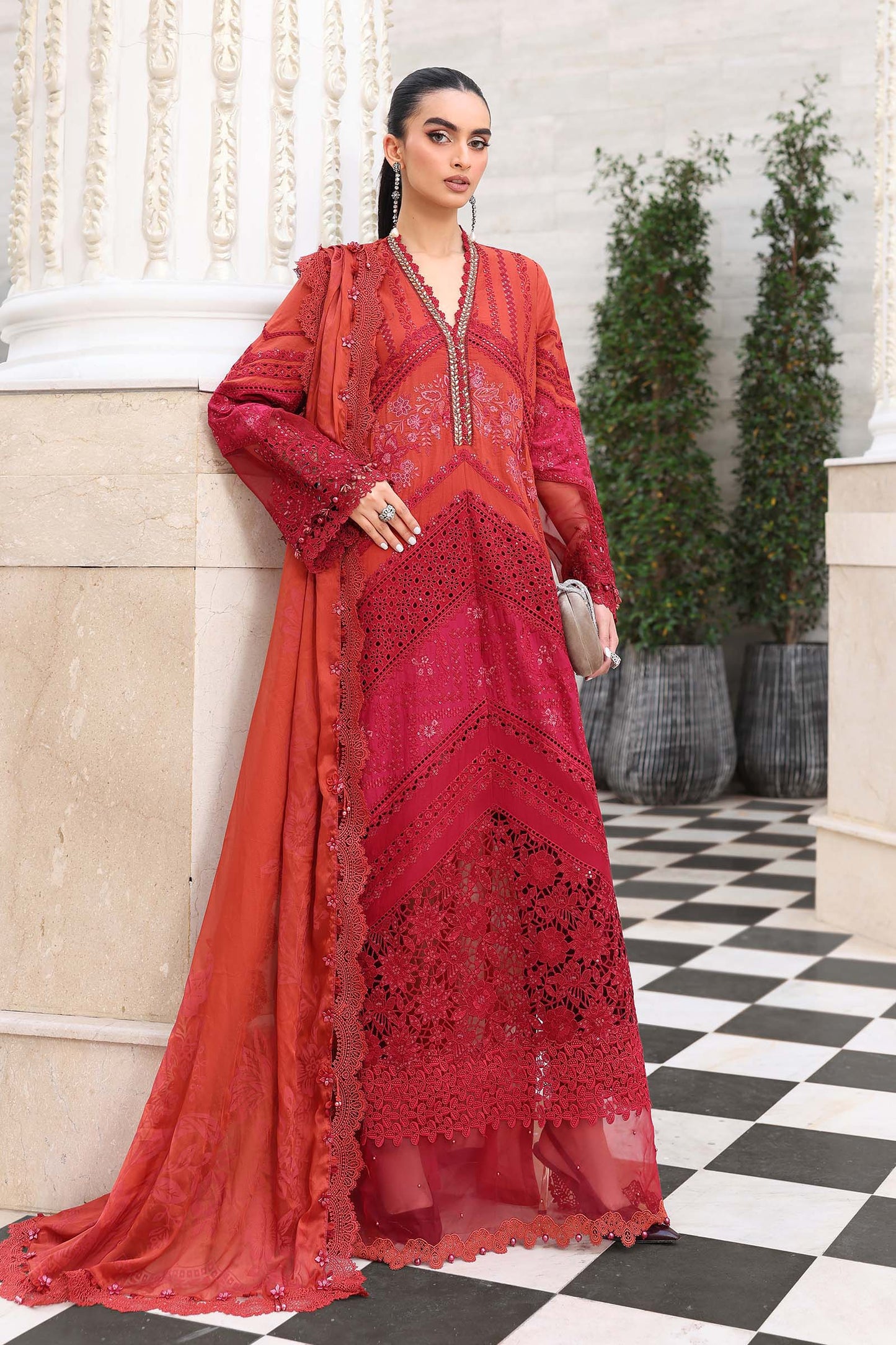 3 Piece Unstitched Embroidered Lawn Suit | EL-26-13
