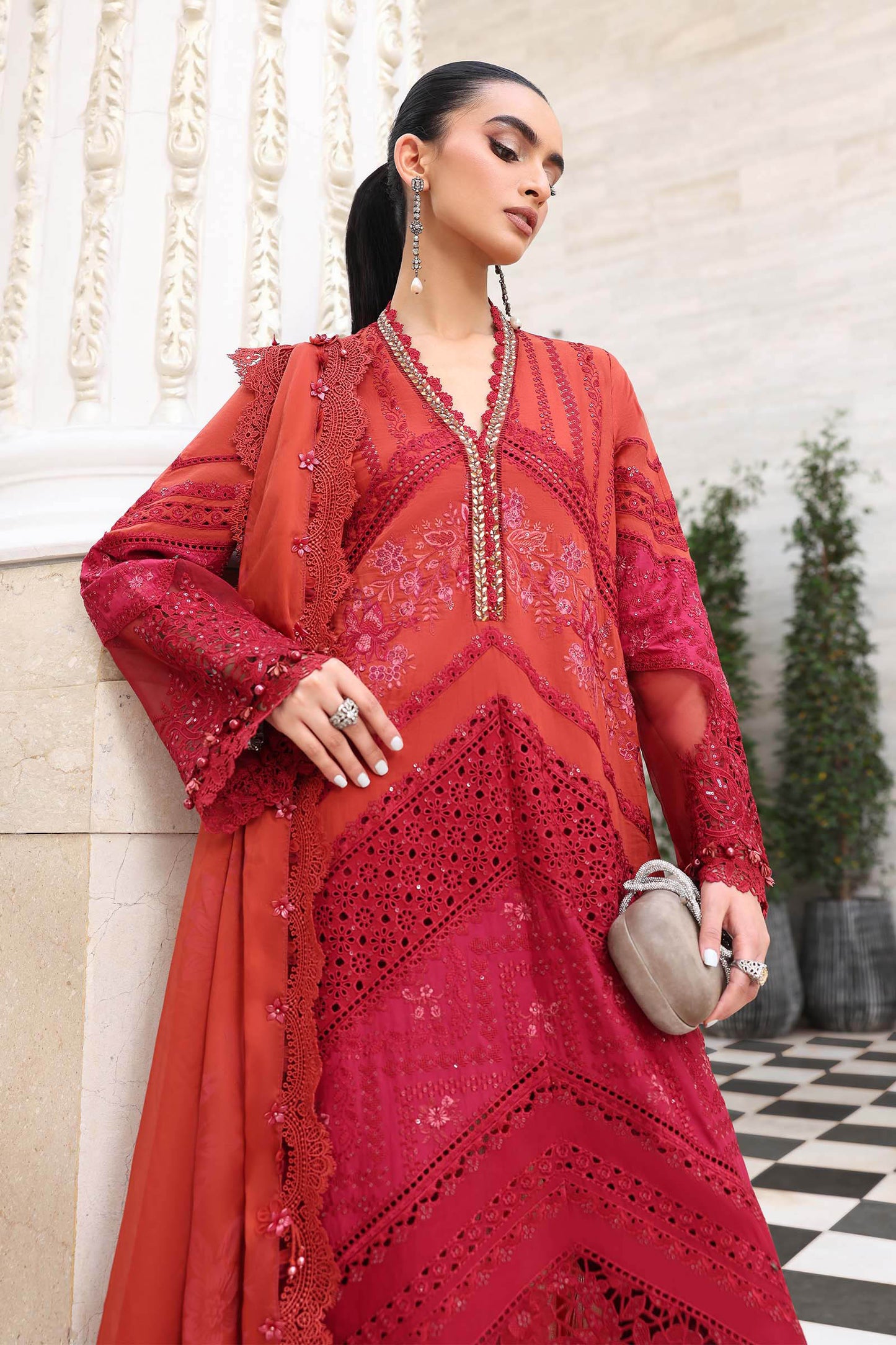 3 Piece Unstitched Embroidered Lawn Suit | EL-26-13