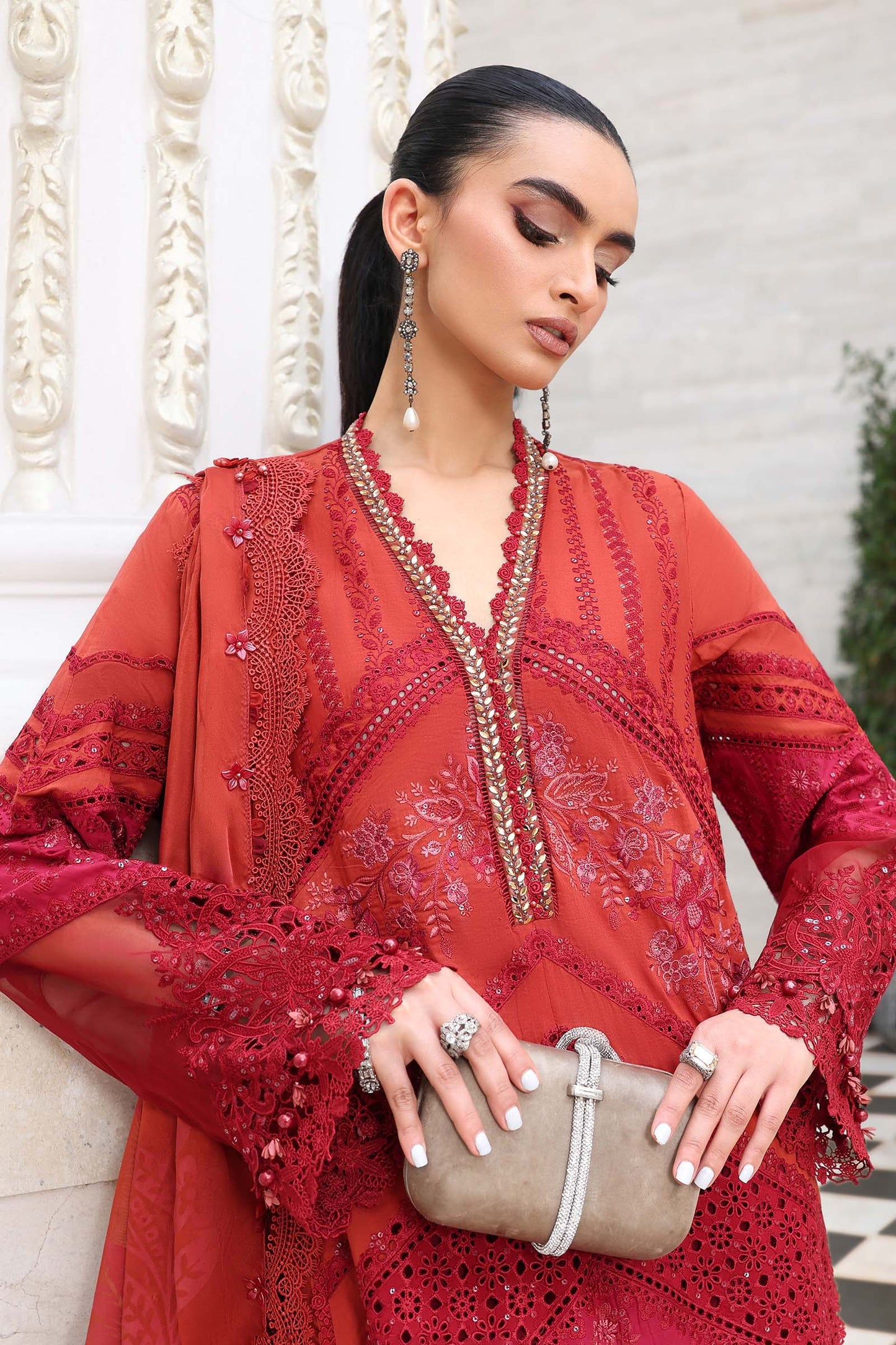 3 Piece Unstitched Embroidered Lawn Suit | EL-26-13