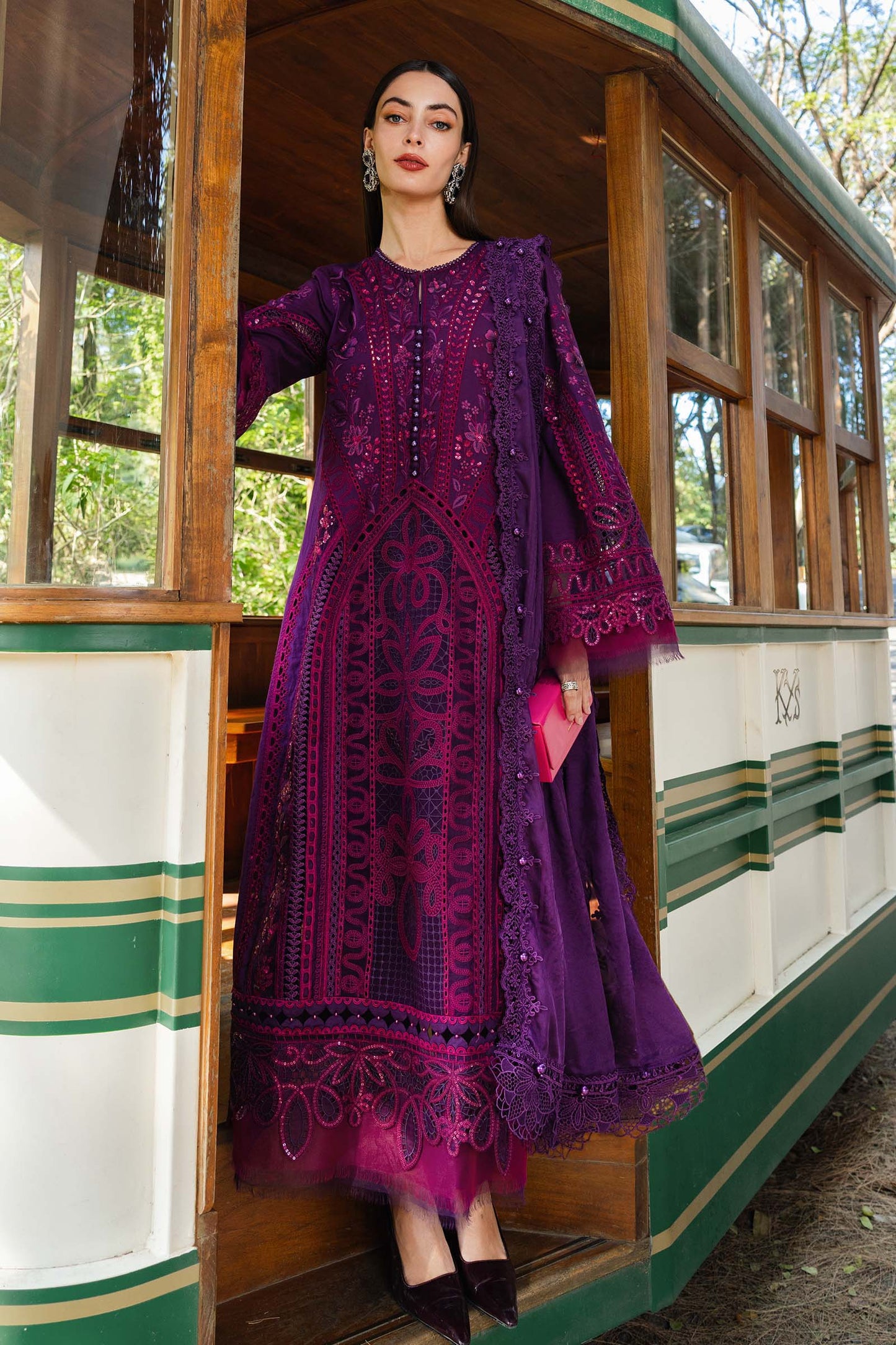 3 Piece Unstitched Embroidered Lawn Suit | EL-26-14