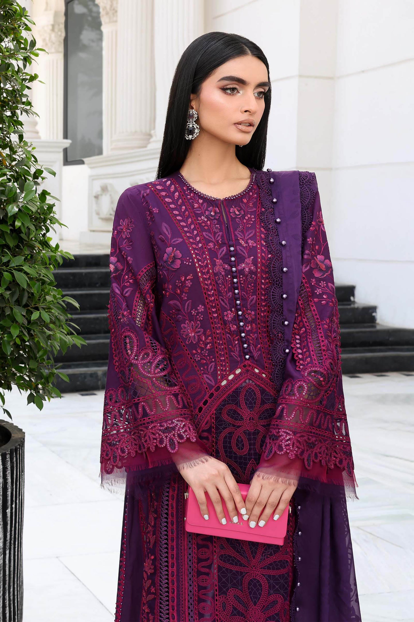 3 Piece Unstitched Embroidered Lawn Suit | EL-26-14