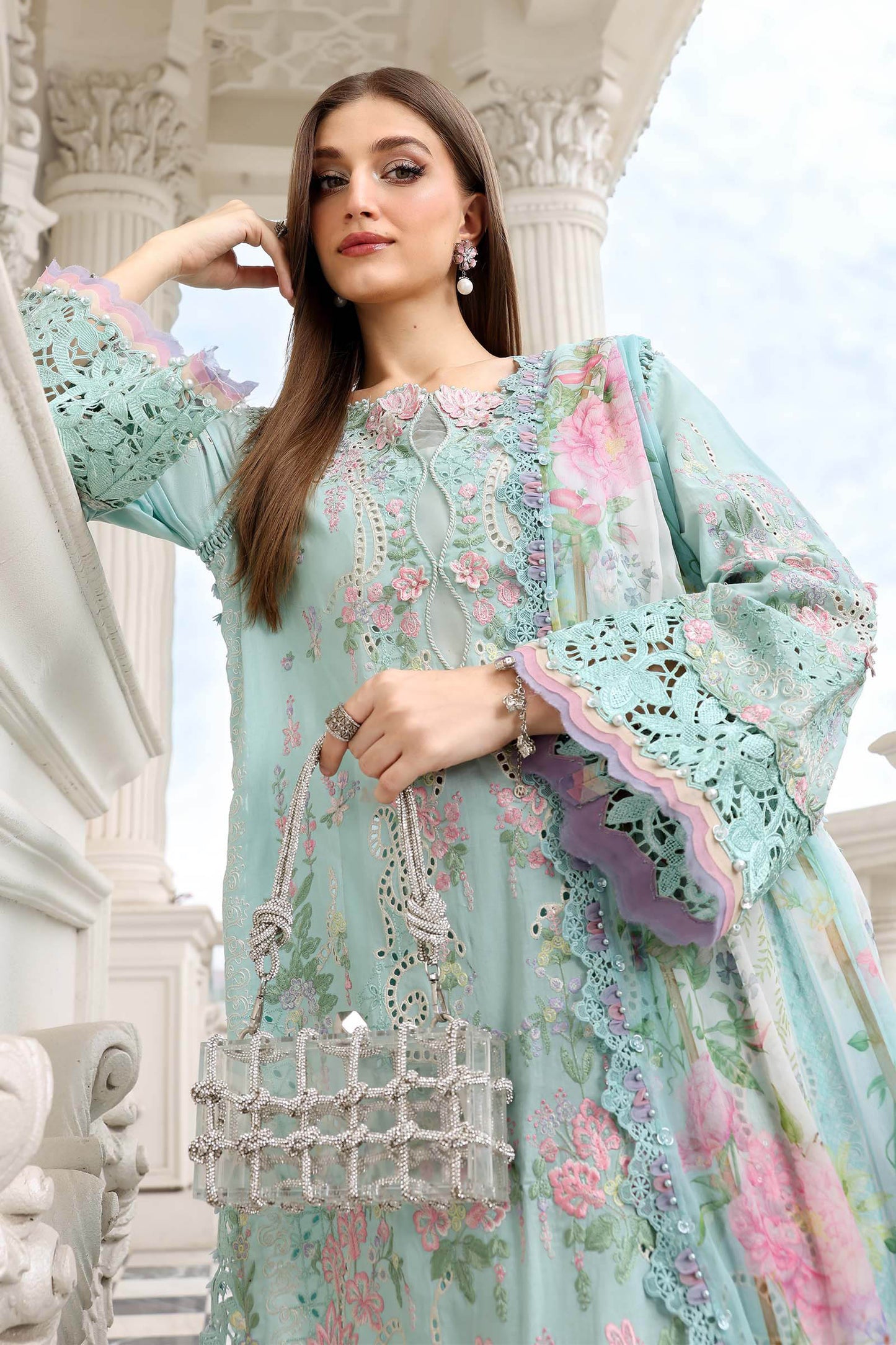 3 Piece Unstitched Embroidered Lawn Suit | EL-26-15