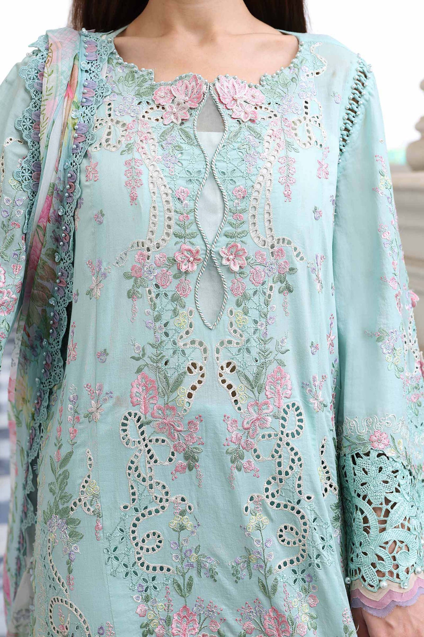 3 Piece Unstitched Embroidered Lawn Suit | EL-26-15