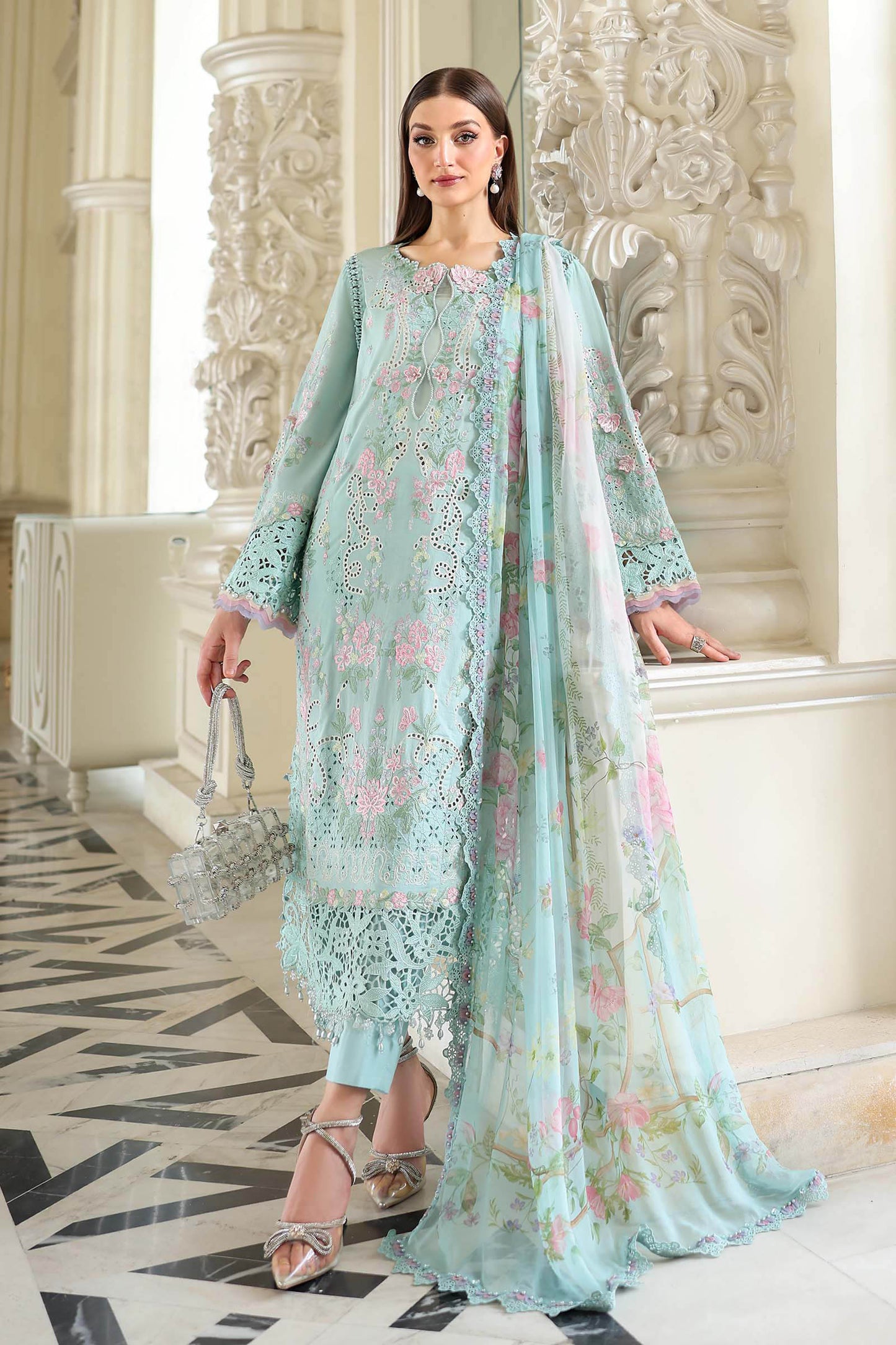 3 Piece Unstitched Embroidered Lawn Suit | EL-26-15