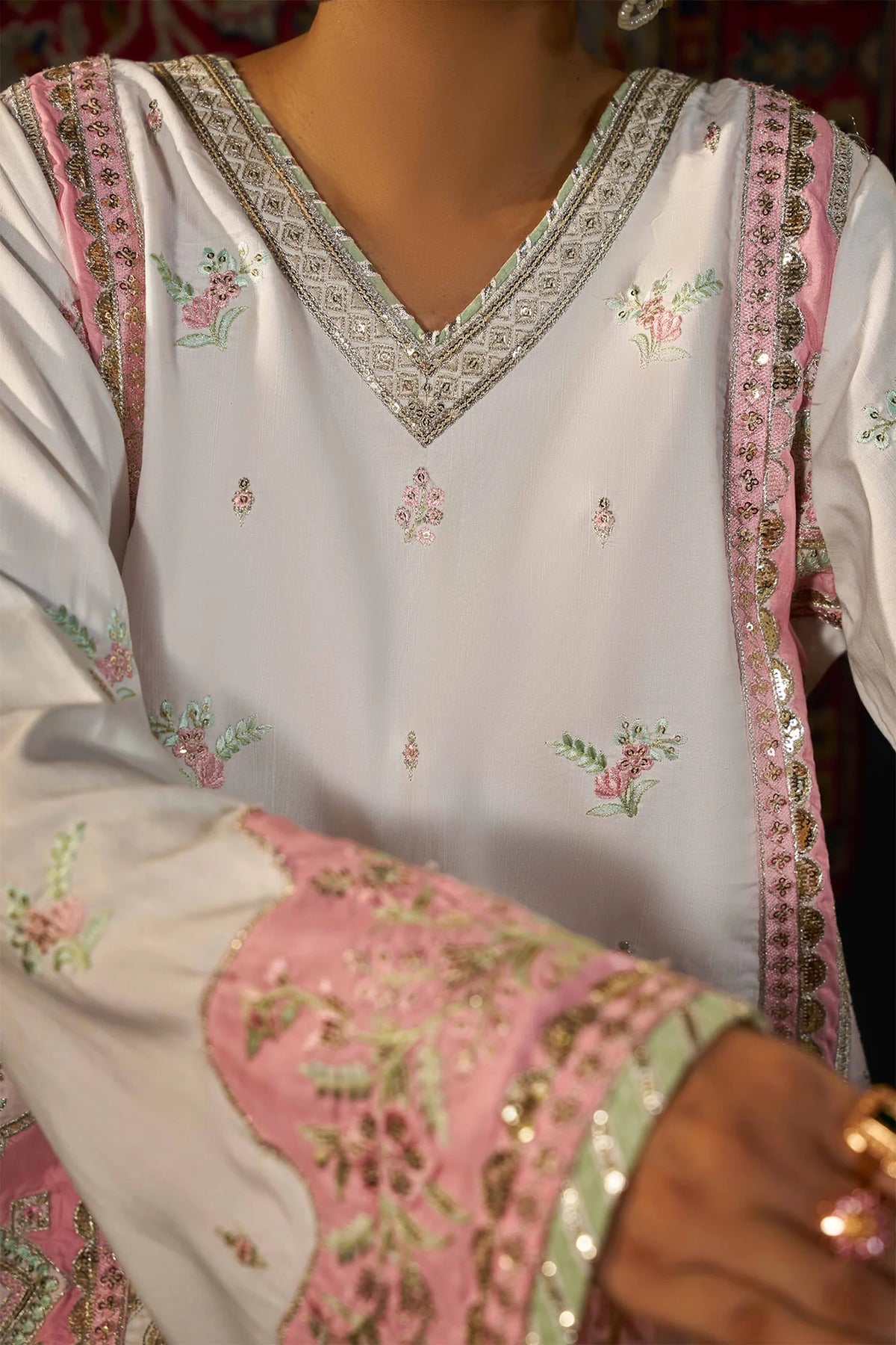 2 PIECE EMBROIDERED KHADAR KAFTAN EMB-581 C
