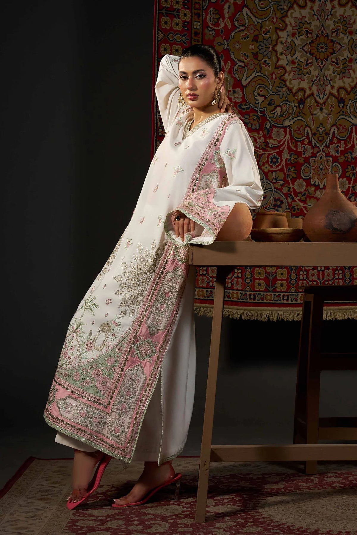 2 PIECE EMBROIDERED KHADAR KAFTAN EMB-581 C
