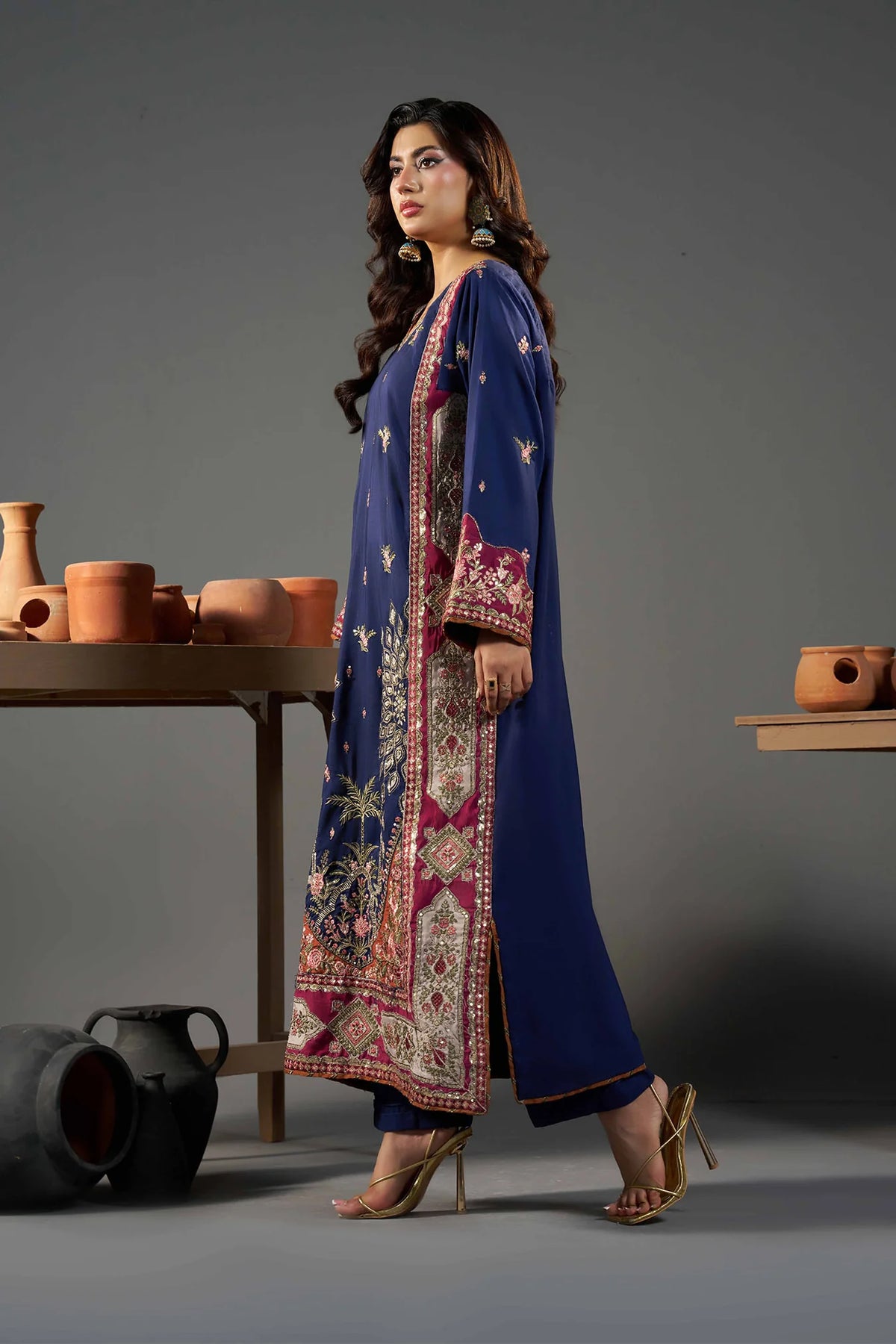 2 PIECE EMBROIDERED KHADAR KAFTAN EMB-581 D
