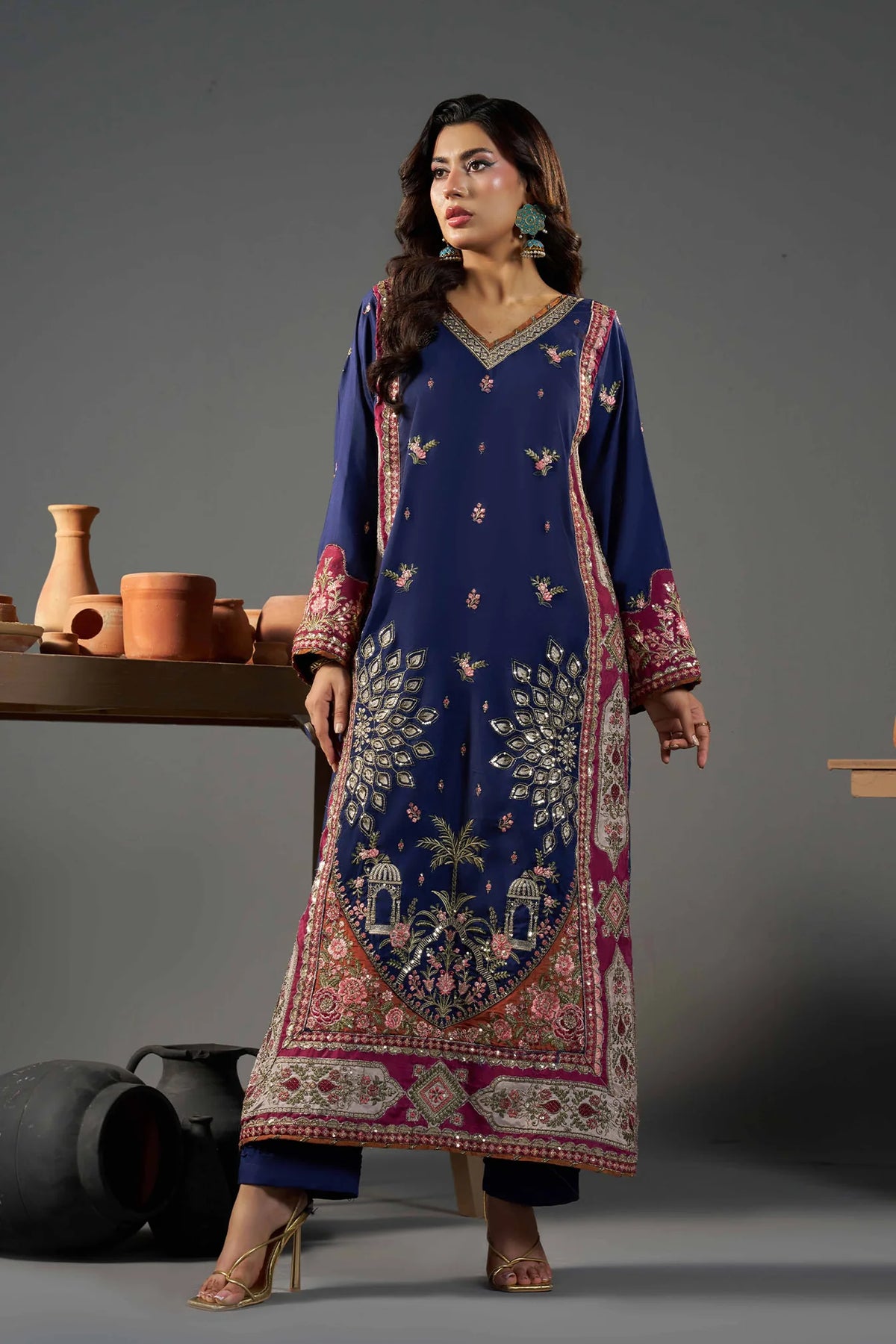 2 PIECE EMBROIDERED KHADAR KAFTAN EMB-581 D