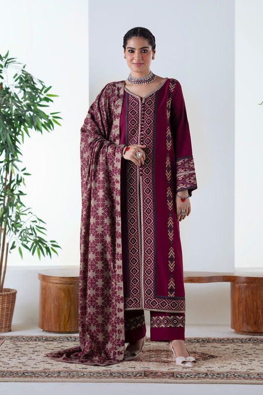 3 Piece Embroidered Khaddar Malalai - FSU5670
