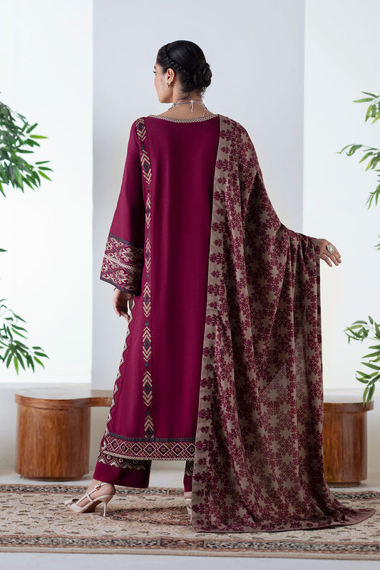 3 Piece Embroidered Khaddar Malalai - FSU5670