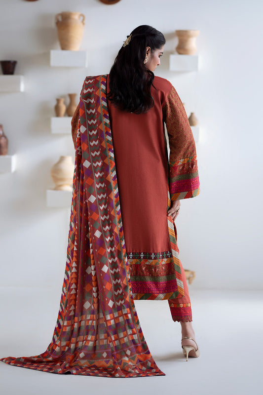 3 Piece Embroidered Khaddar Badrai - FSU5673