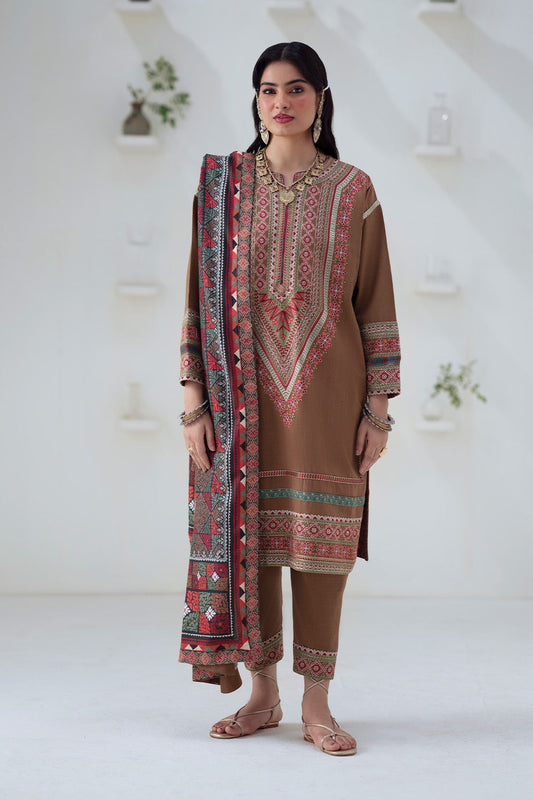 3 Piece Embroidered Khaddar Ghuncha - FSU5674