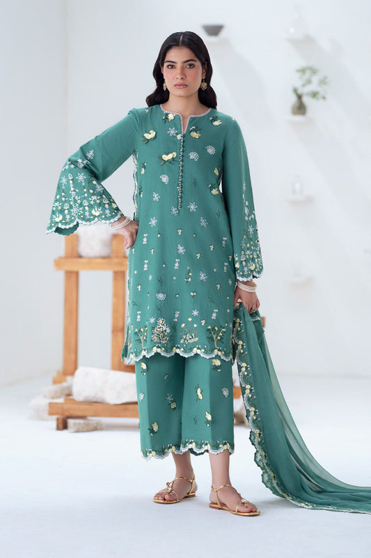 3 Piece Embroidered Khaddar Tabana - FSU5676