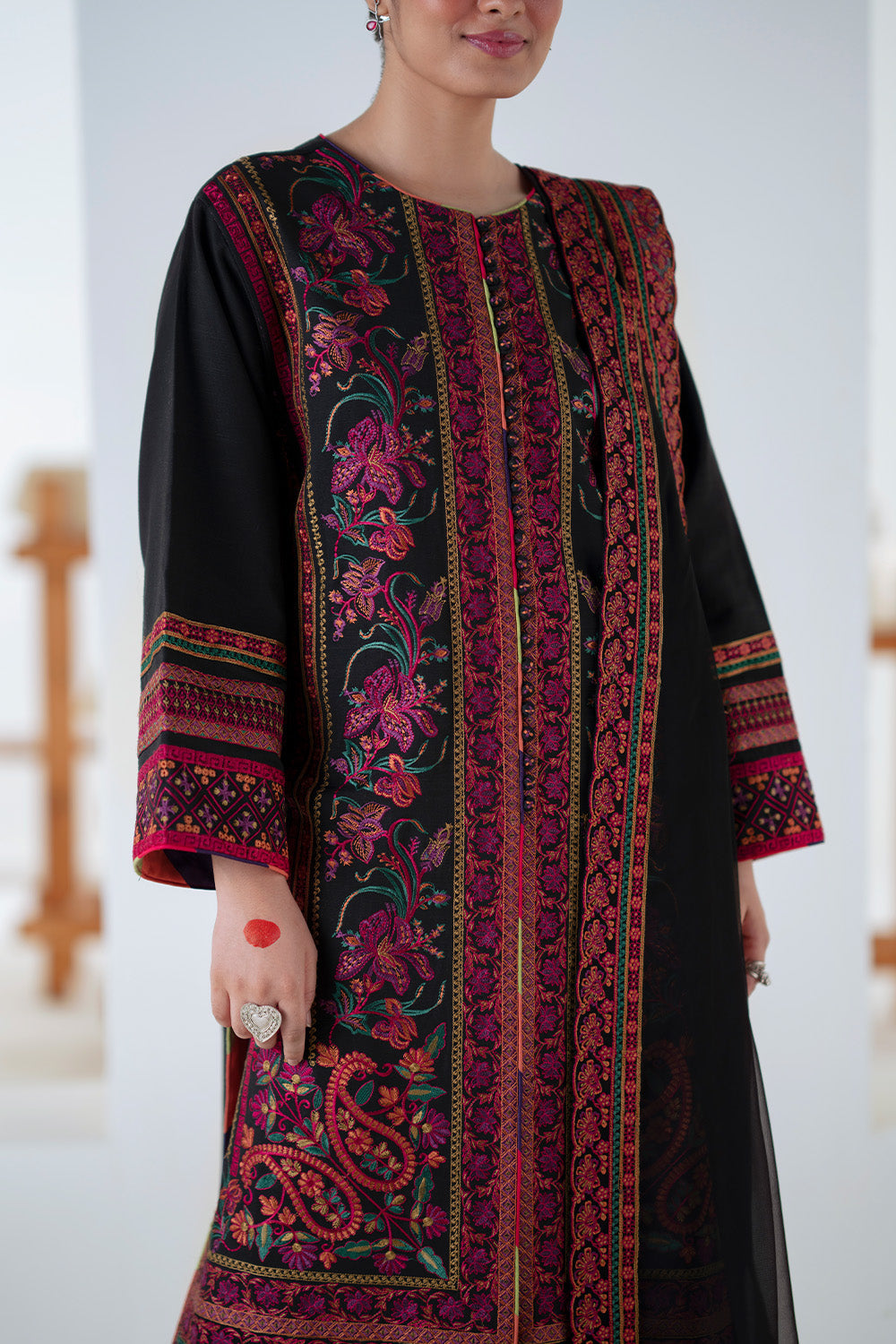 3 Piece Embroidered Khaddar Panra - FSU5677