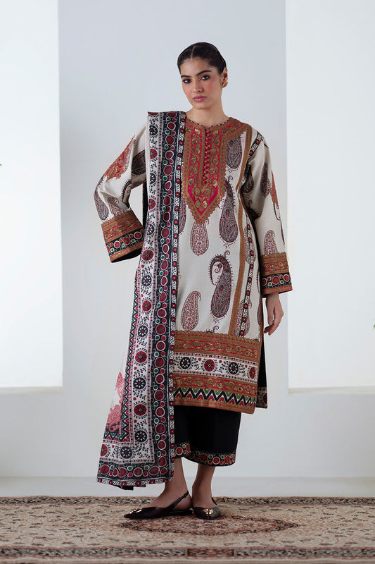 3 Piece Embroidered Khaddar Zohal - FSU5678