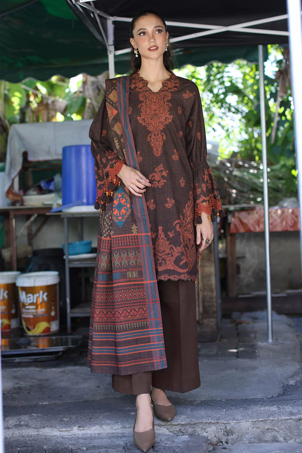 3 Piece Printed Khaddar Suit with Printed Khaddar Dupatta | K-62012