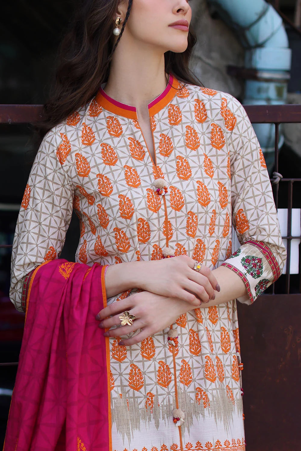 3 Piece Printed Khaddar Suit with Printed Khaddar Dupatta | K-62089