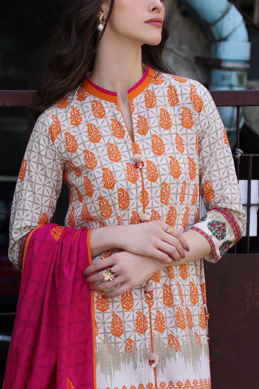 3 Piece Printed Khaddar Suit with Printed Khaddar Dupatta | K-62089