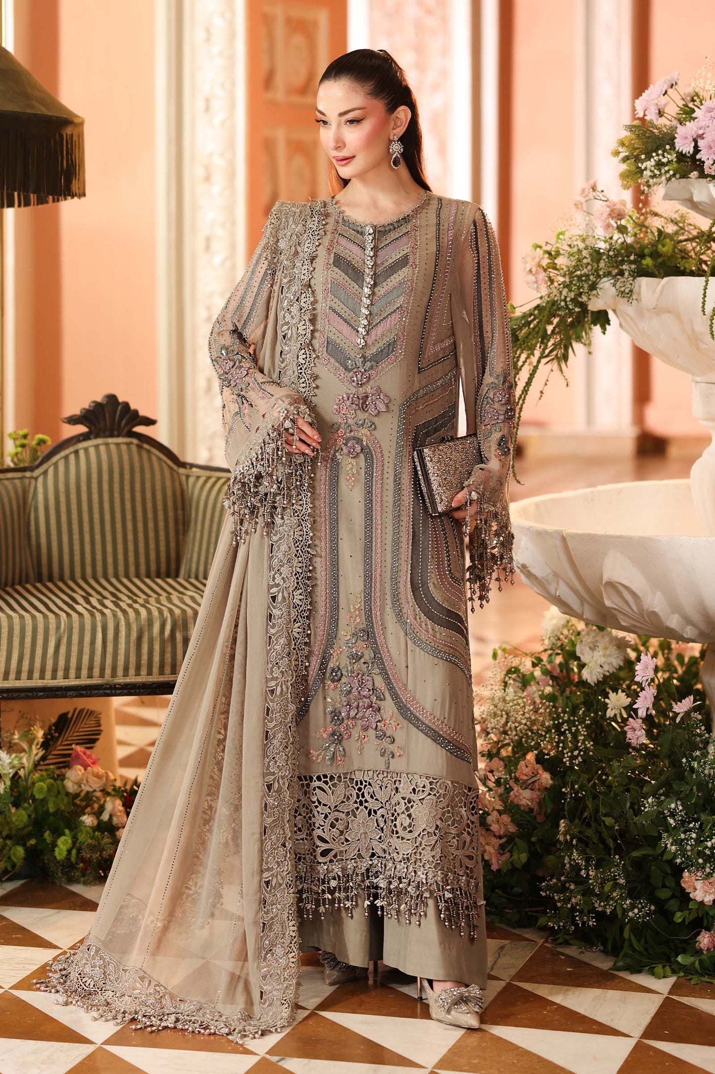 3 Piece Embroidered Chiffon Suit | MPC-26-201