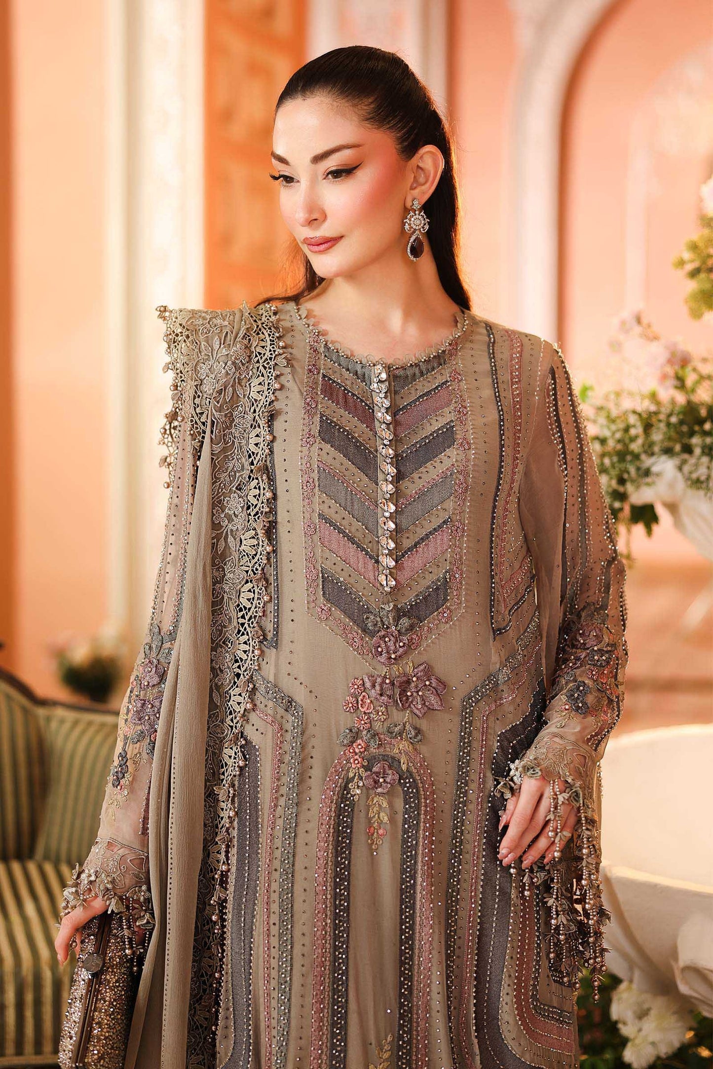 3 Piece Embroidered Chiffon Suit | MPC-26-201