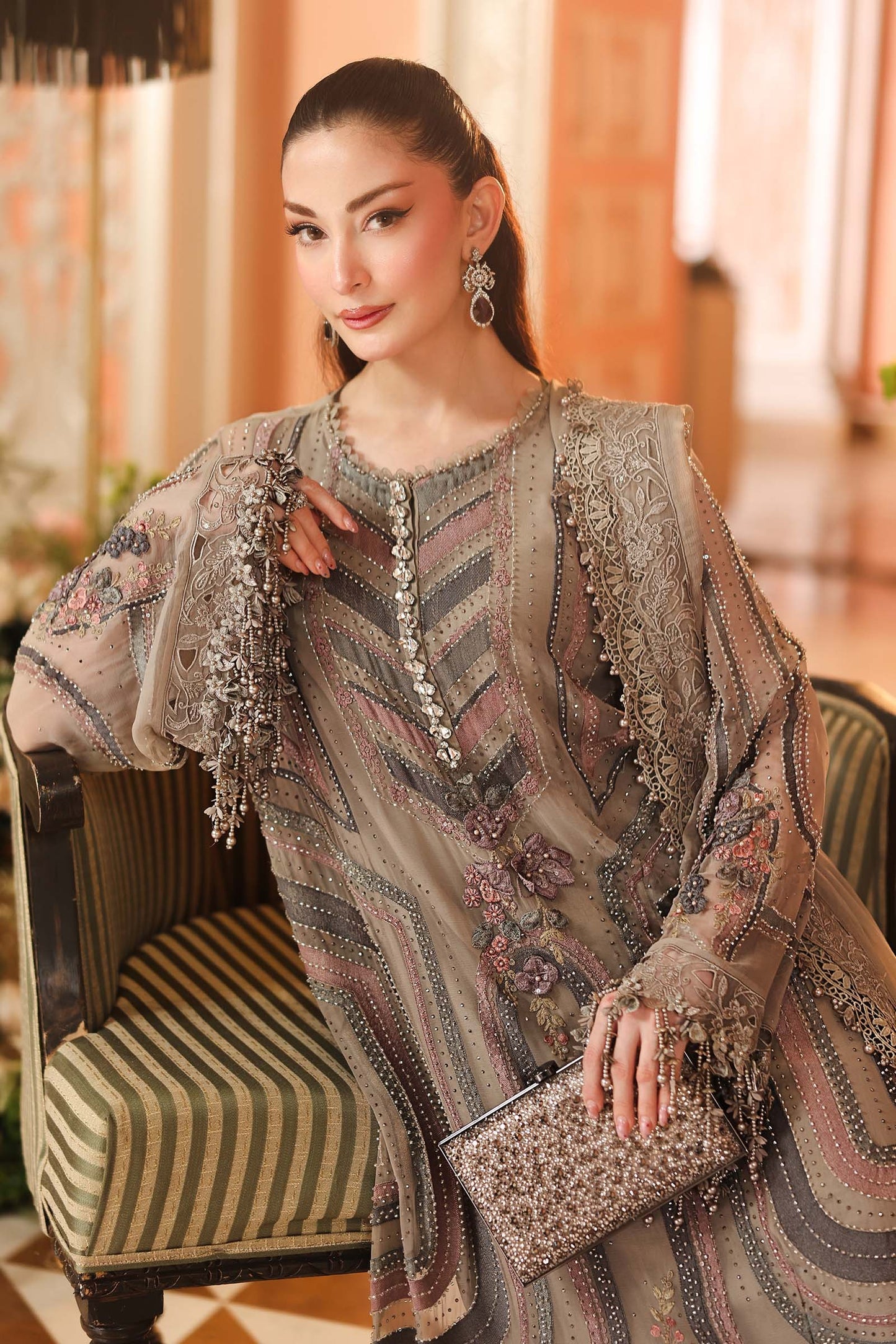 3 Piece Embroidered Chiffon Suit | MPC-26-201