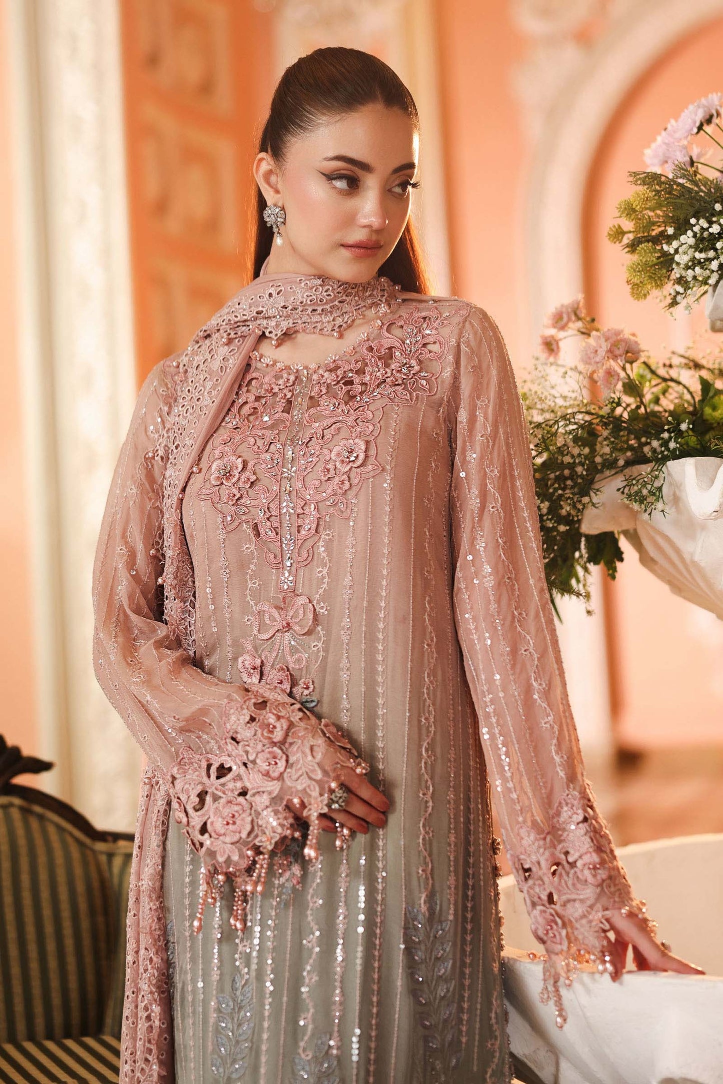 3 Piece Embroidered Chiffon Suit | MPC-26-202