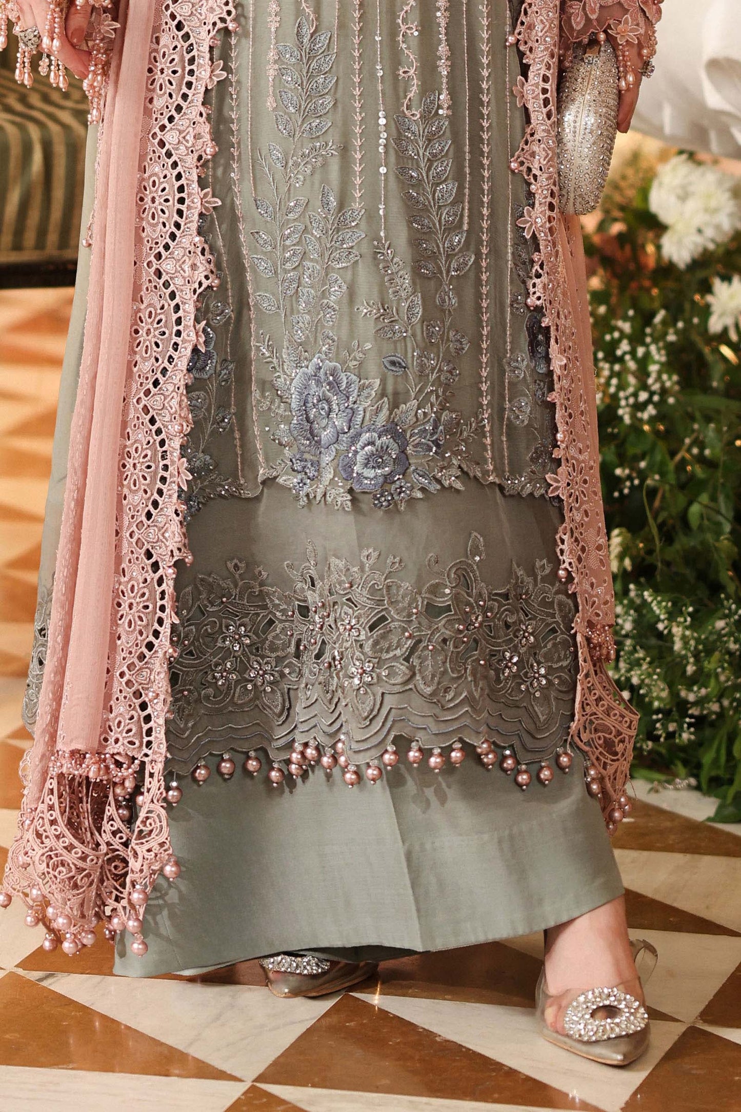 3 Piece Embroidered Chiffon Suit | MPC-26-202