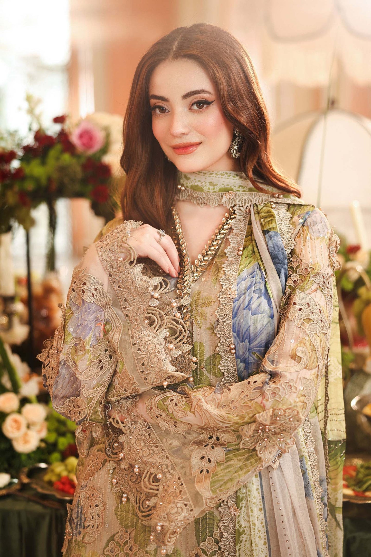3 Piece Embroidered Chiffon Suit | MPC-26-203