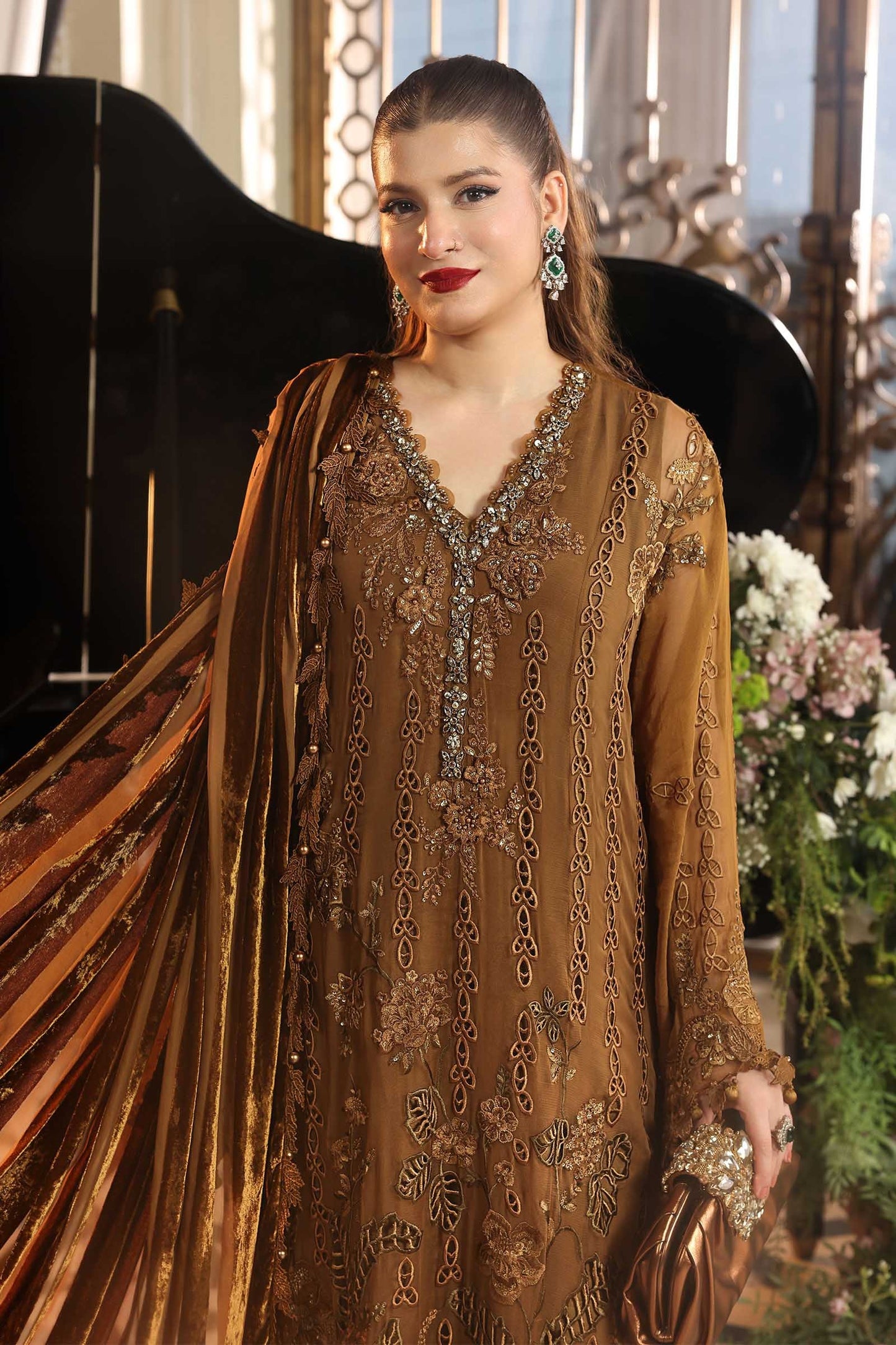 3 Piece Embroidered Chiffon Suit | MPC-26-205