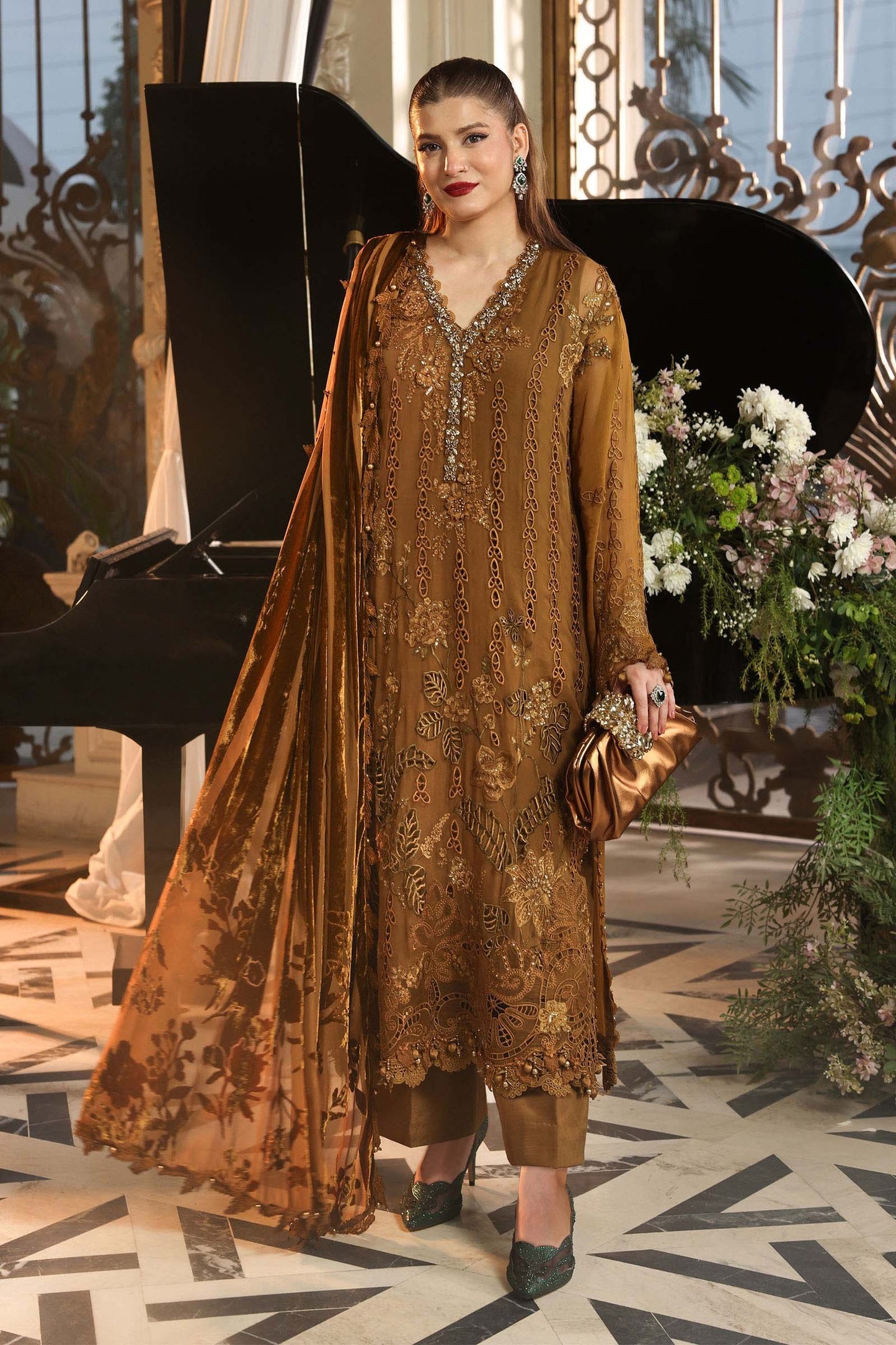 3 Piece Embroidered Chiffon Suit | MPC-26-205