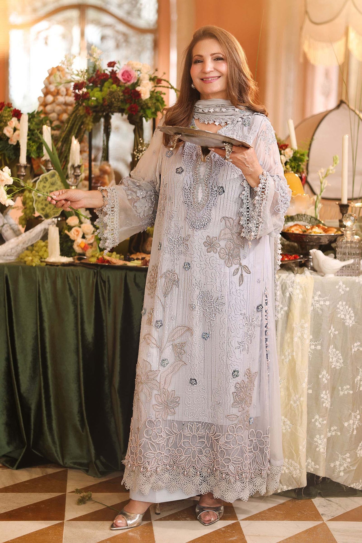 3 Piece Embroidered Chiffon Suit | MPC-26-206
