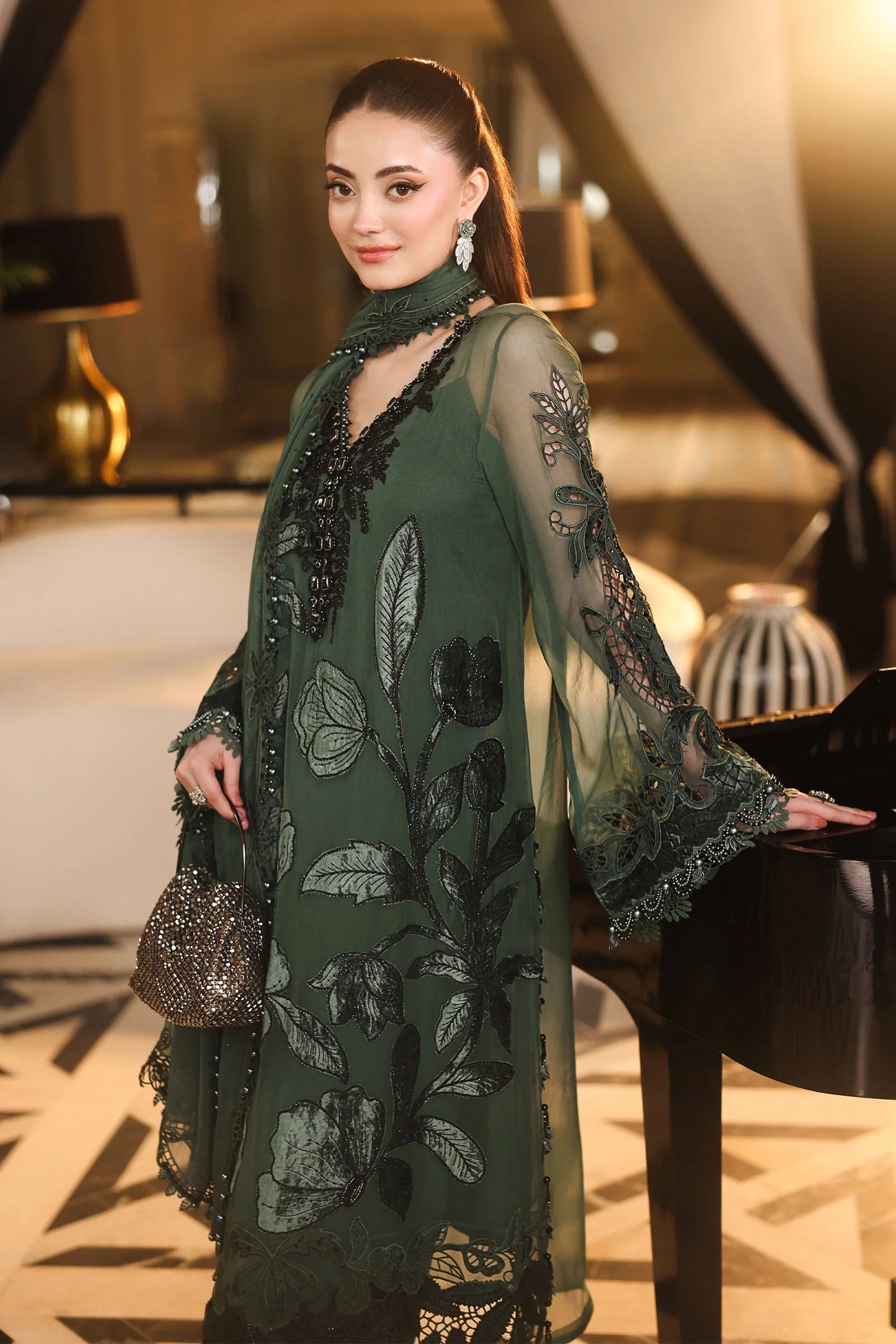 3 Piece Embroidered Chiffon Suit | MPC-26-207