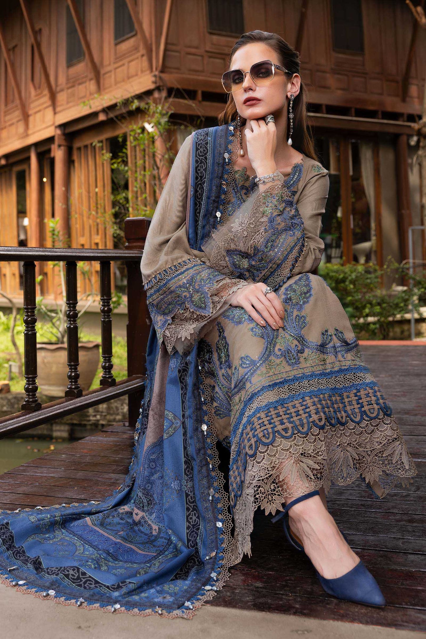 3 Piece Unstitched Embroidered Twill Linen Suit