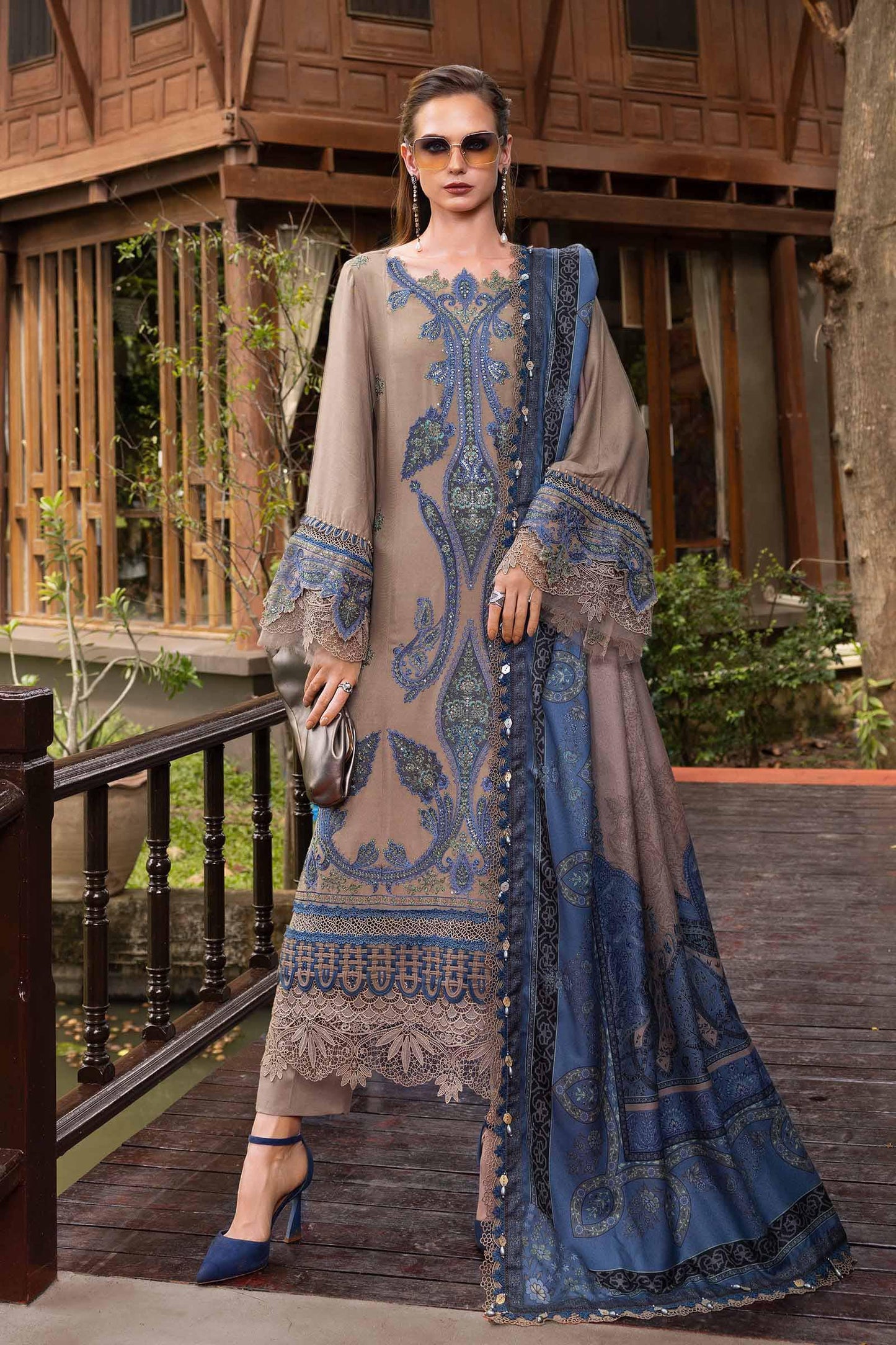 3 Piece Unstitched Embroidered Twill Linen Suit