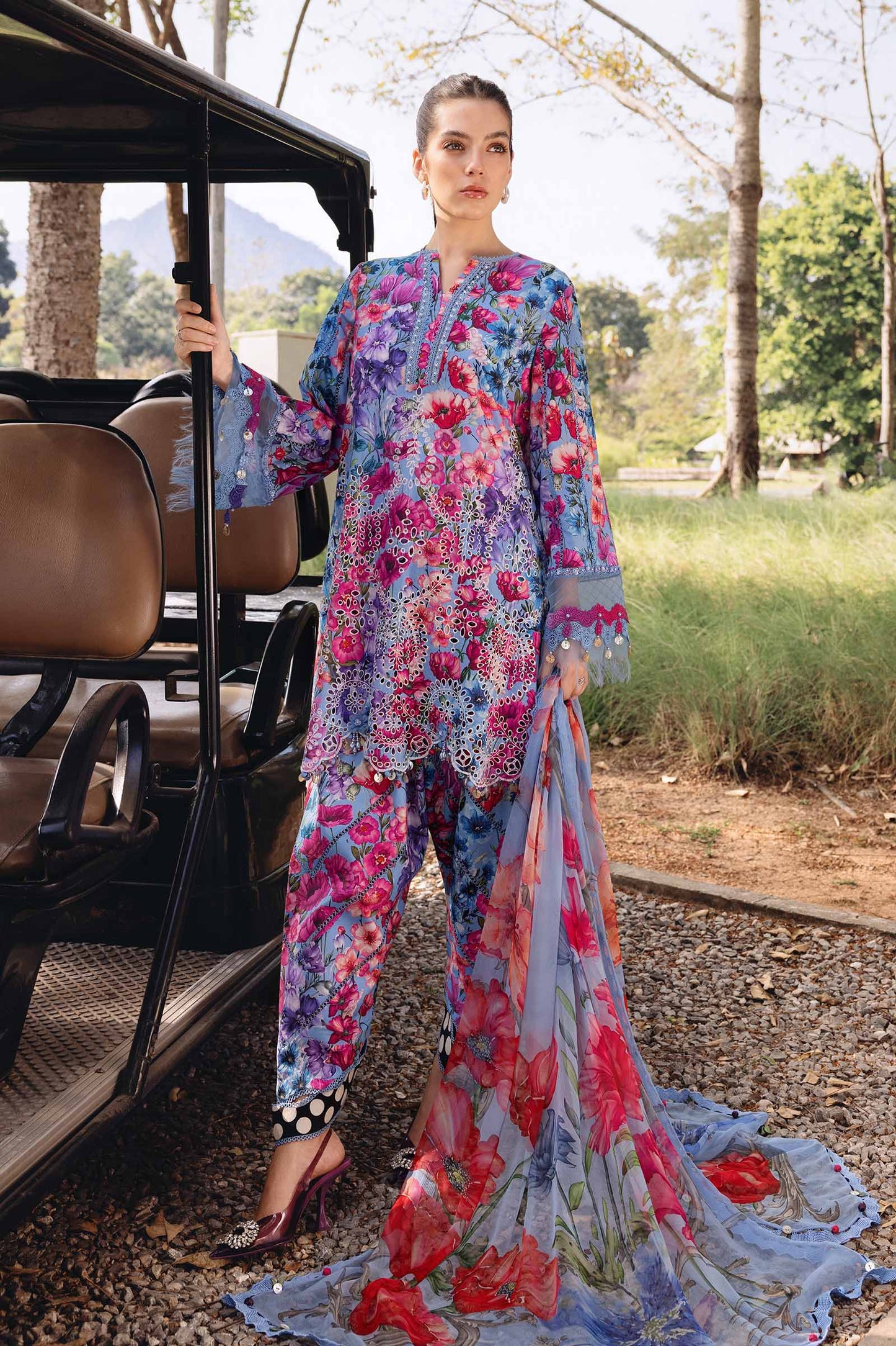 3 Piece Unstitched Embroidered Lawn Suit | MPT-2902-B