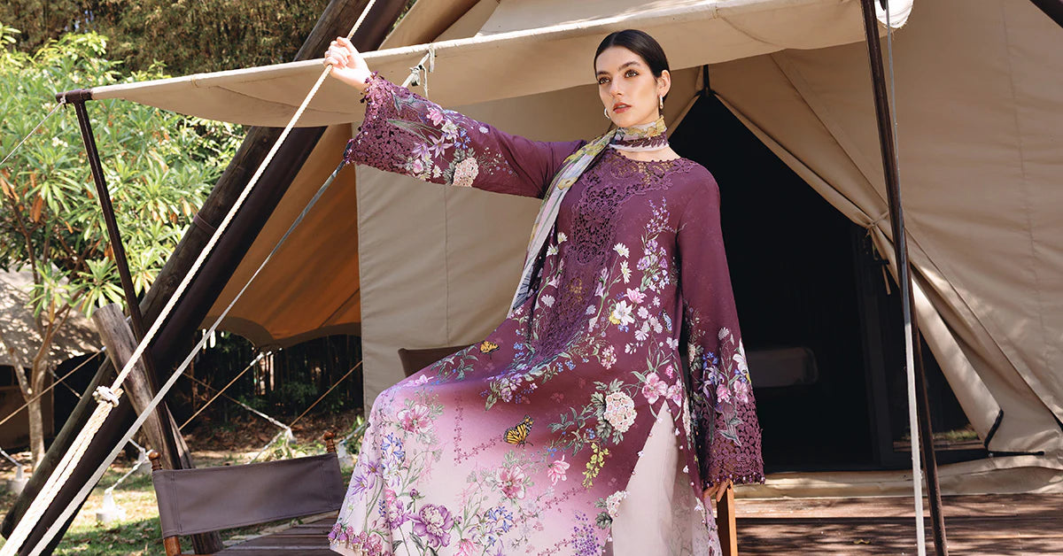 3 Piece Unstitched Embroidered Lawn Suit | MPT-2909-B