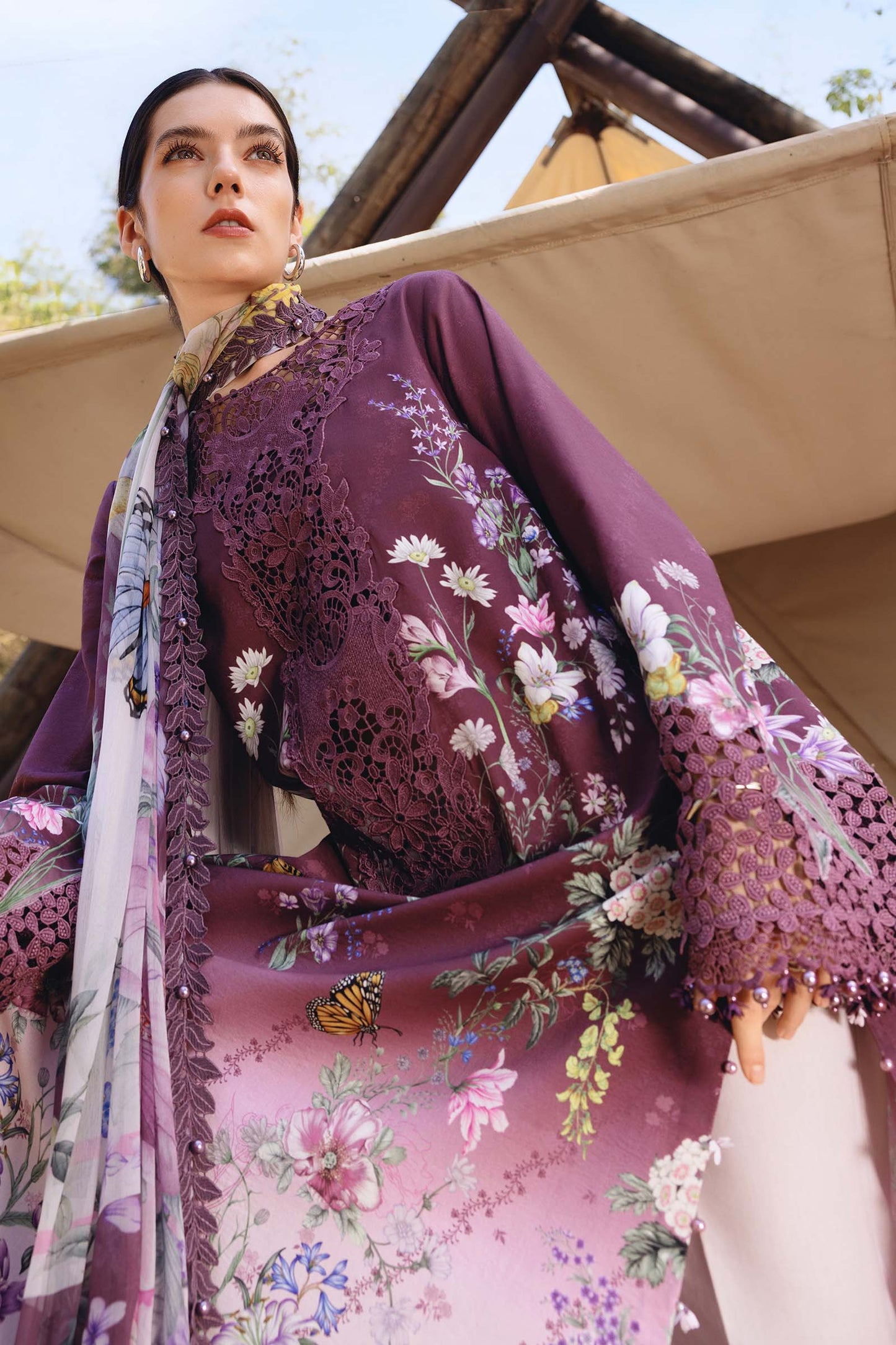 3 Piece Unstitched Embroidered Lawn Suit | MPT-2909-B