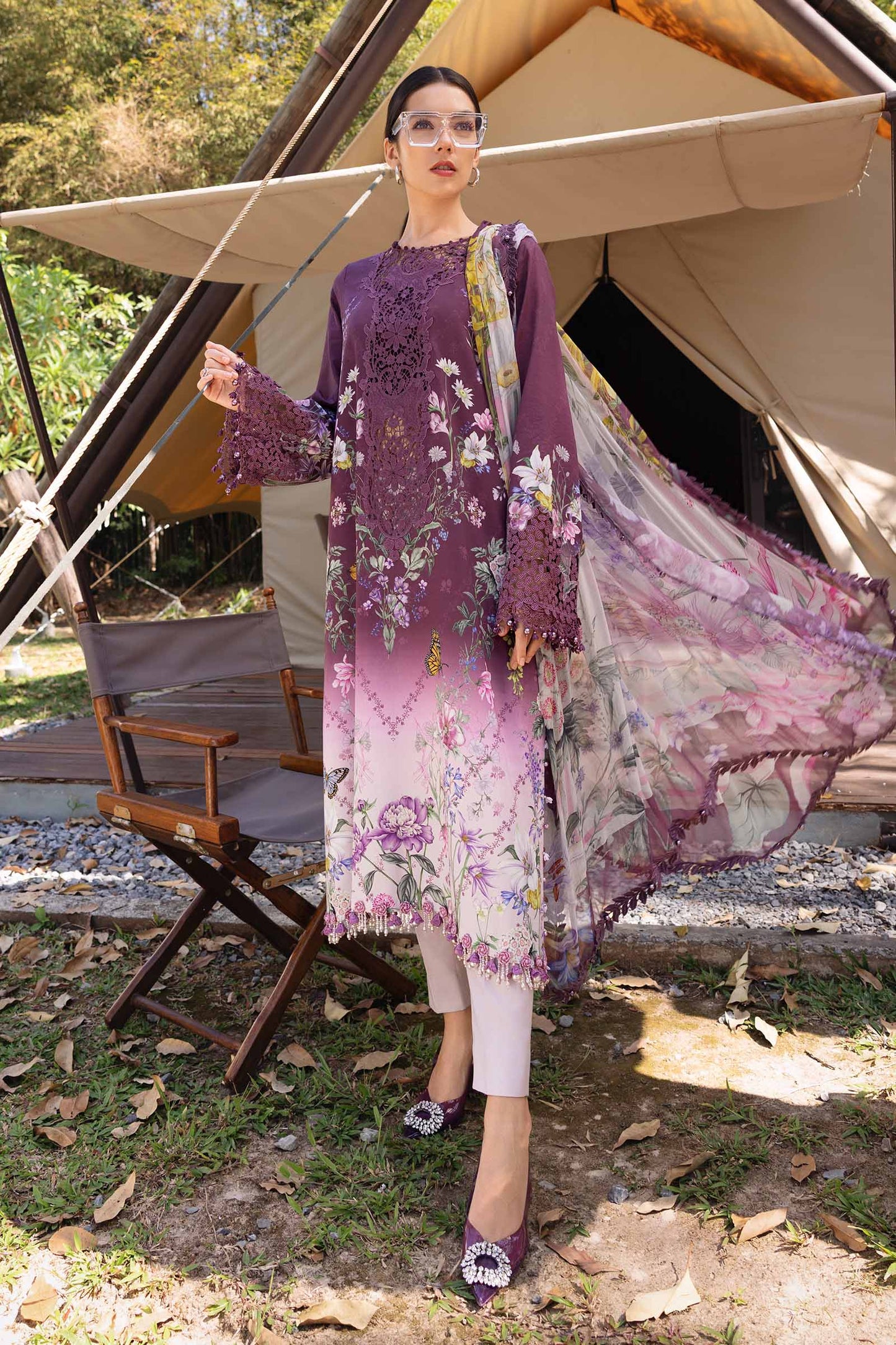 3 Piece Unstitched Embroidered Lawn Suit | MPT-2909-B