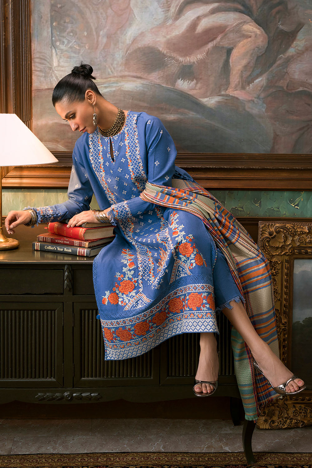 3 Piece Embroidered Suit | W-FB-WH-26-485996