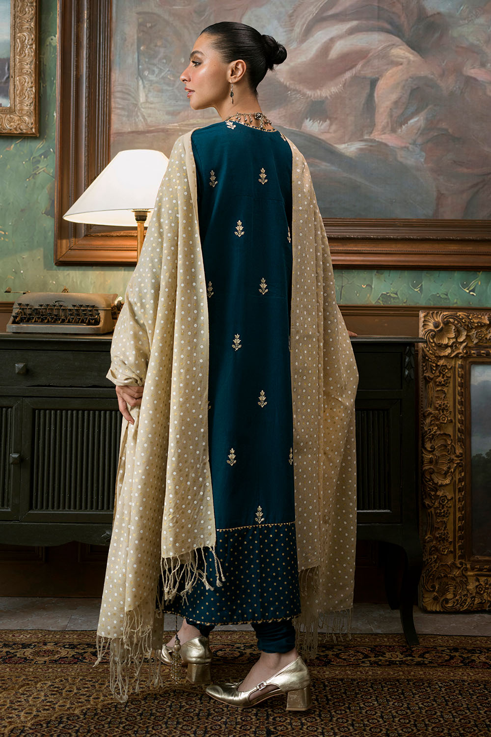3 Piece Embroidered Suit | W-FB-WH-26-486001