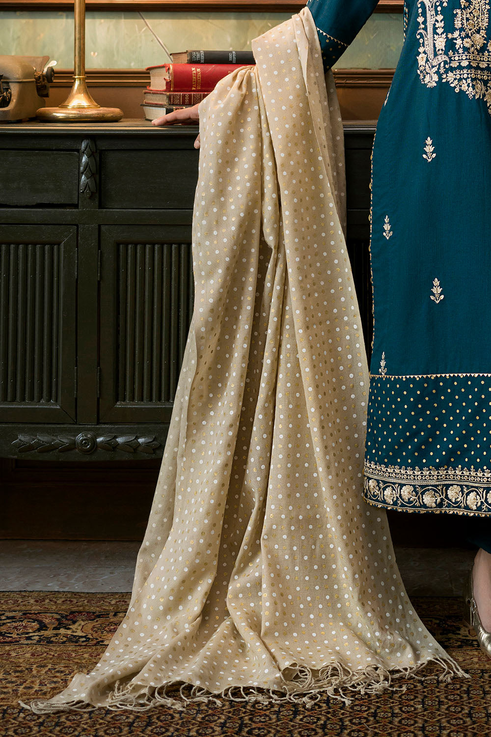 3 Piece Embroidered Suit | W-FB-WH-26-486001