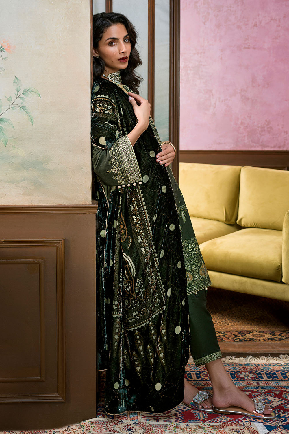 3 Piece Embroidered Suit | W-FB-WH-26-486004