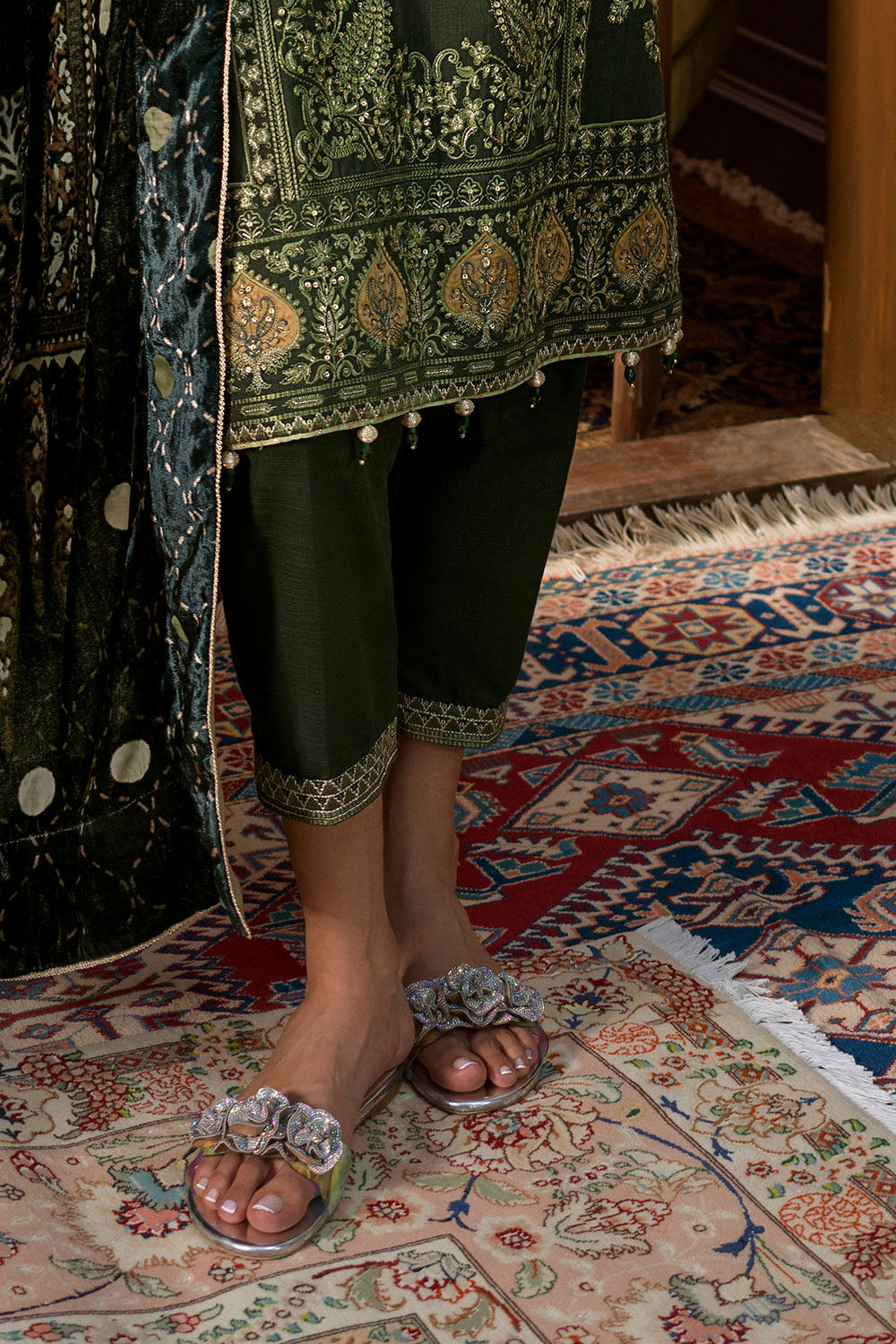 3 Piece Embroidered Suit | W-FB-WH-26-486004