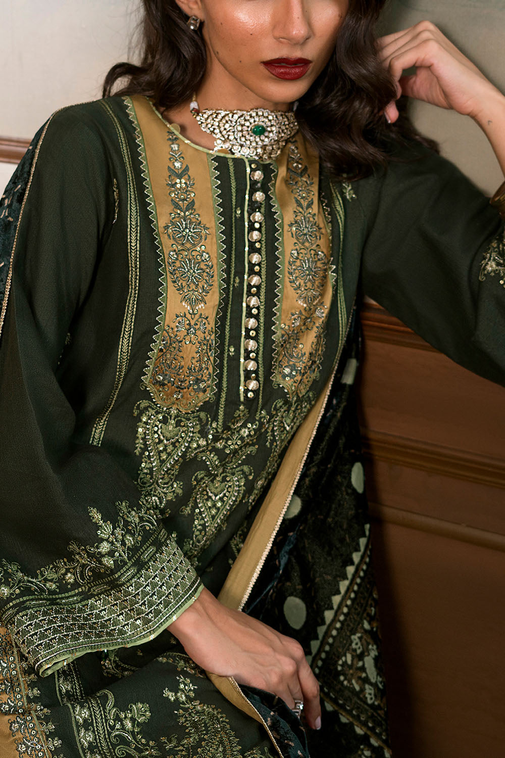3 Piece Embroidered Suit | W-FB-WH-26-486004