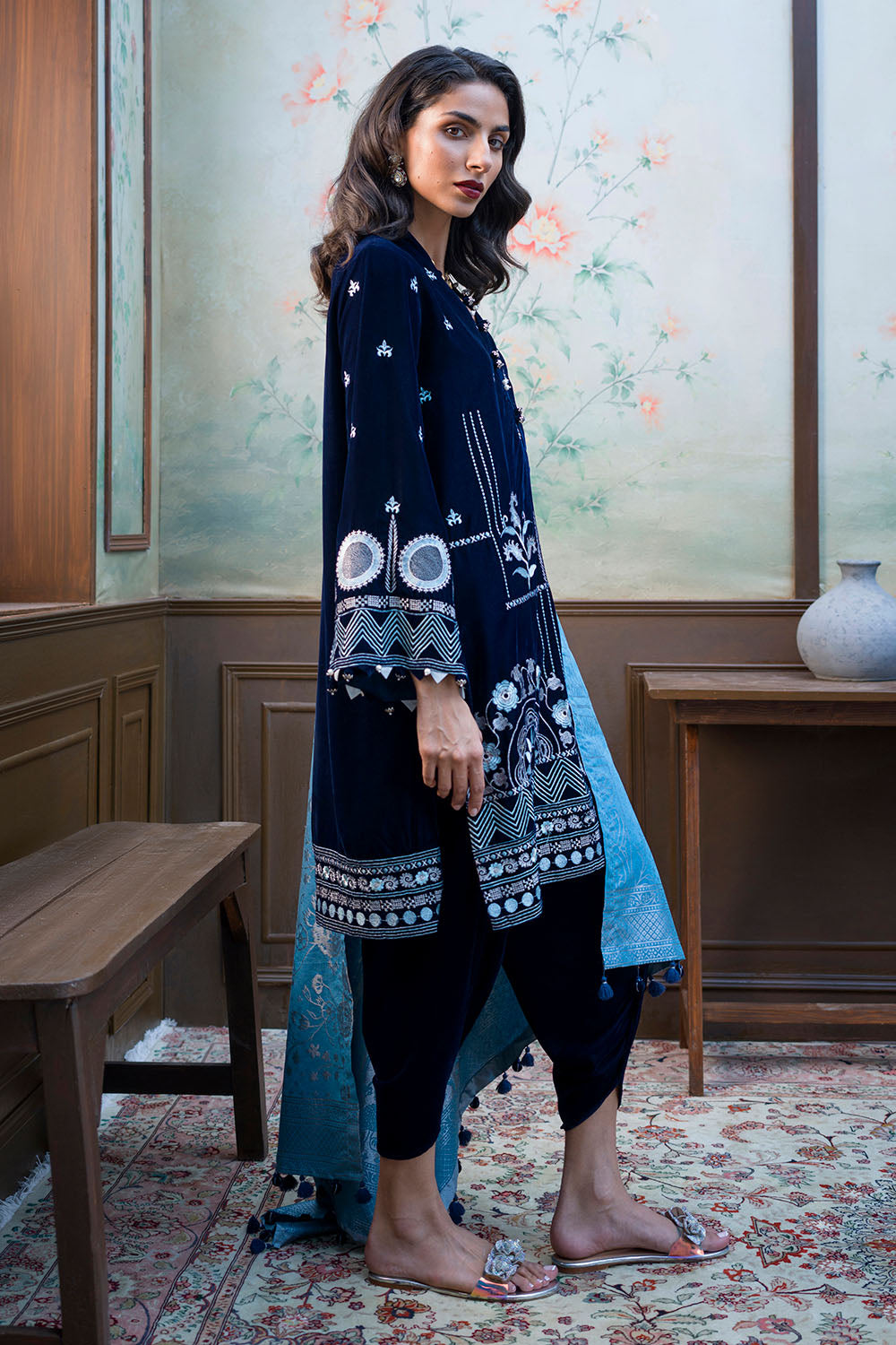 3 Piece Embroidered Suit | W-FB-WH-26-486006