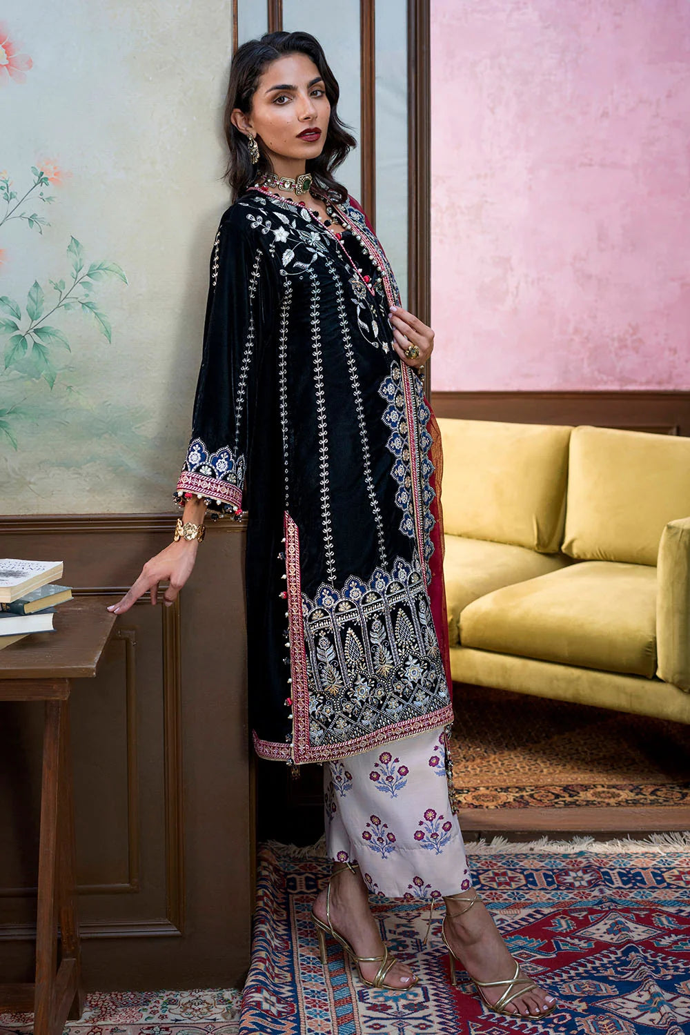 3 Piece Embroidered Suit | W-FB-WH-26-486008