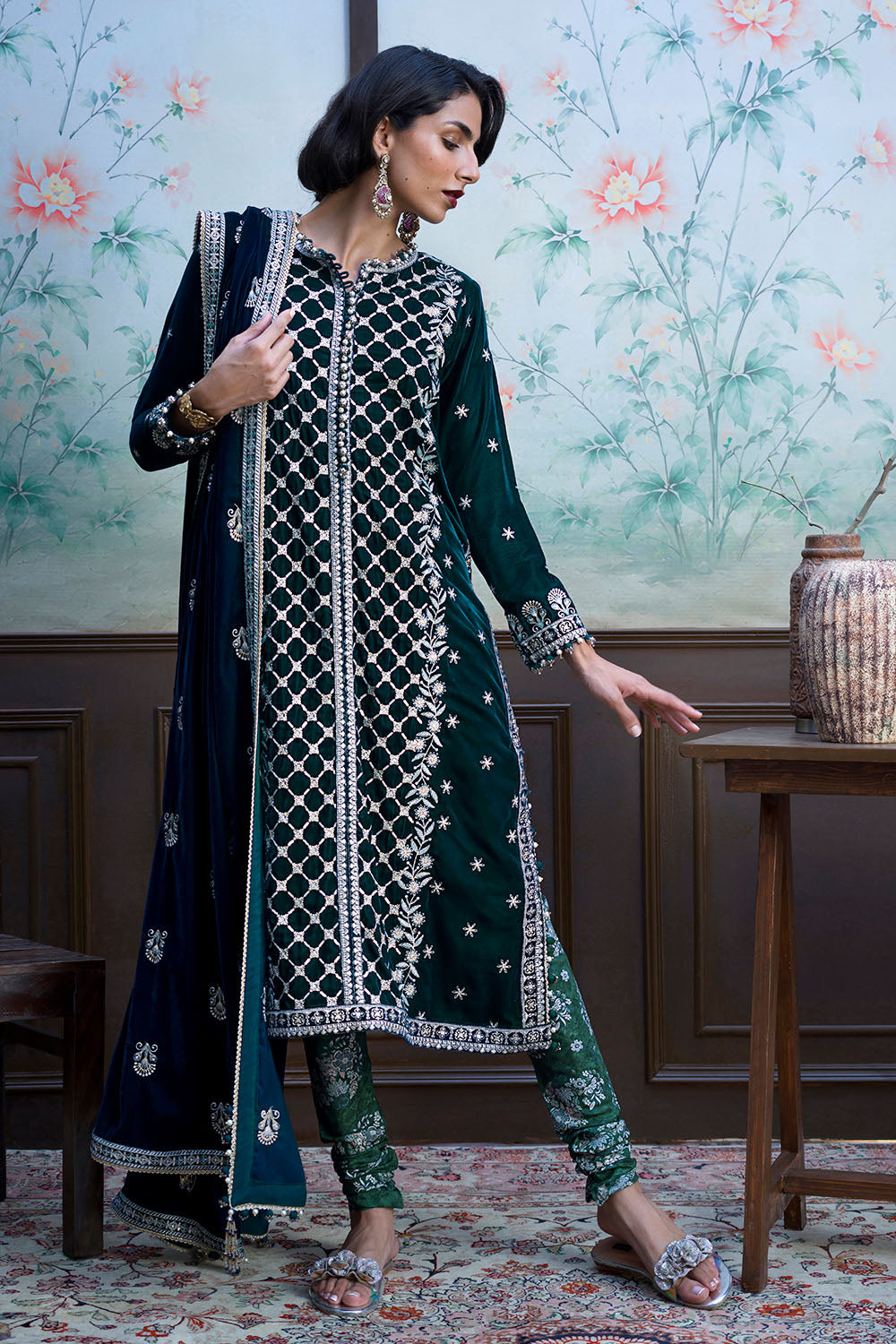 3 Piece Embroidered Suit | W-FB-WH-26-486009