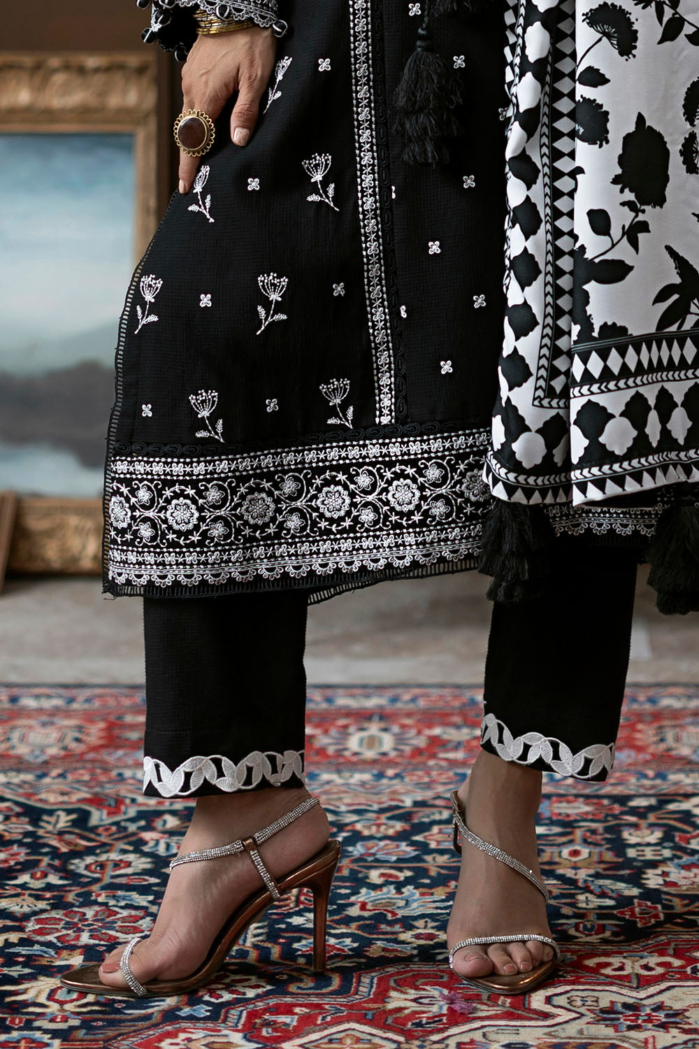 3 Piece Embroidered Suit | W-FB-WH-26-487537